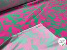 VISCOSE MOTIFS ABSTRAIT ROSE ET VERT - My Little Coupon