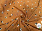VISCOSE ORANGE CITROUILLE AVEC MOTIFS FLEURS ET TRASS DORÉS - My Little Coupon