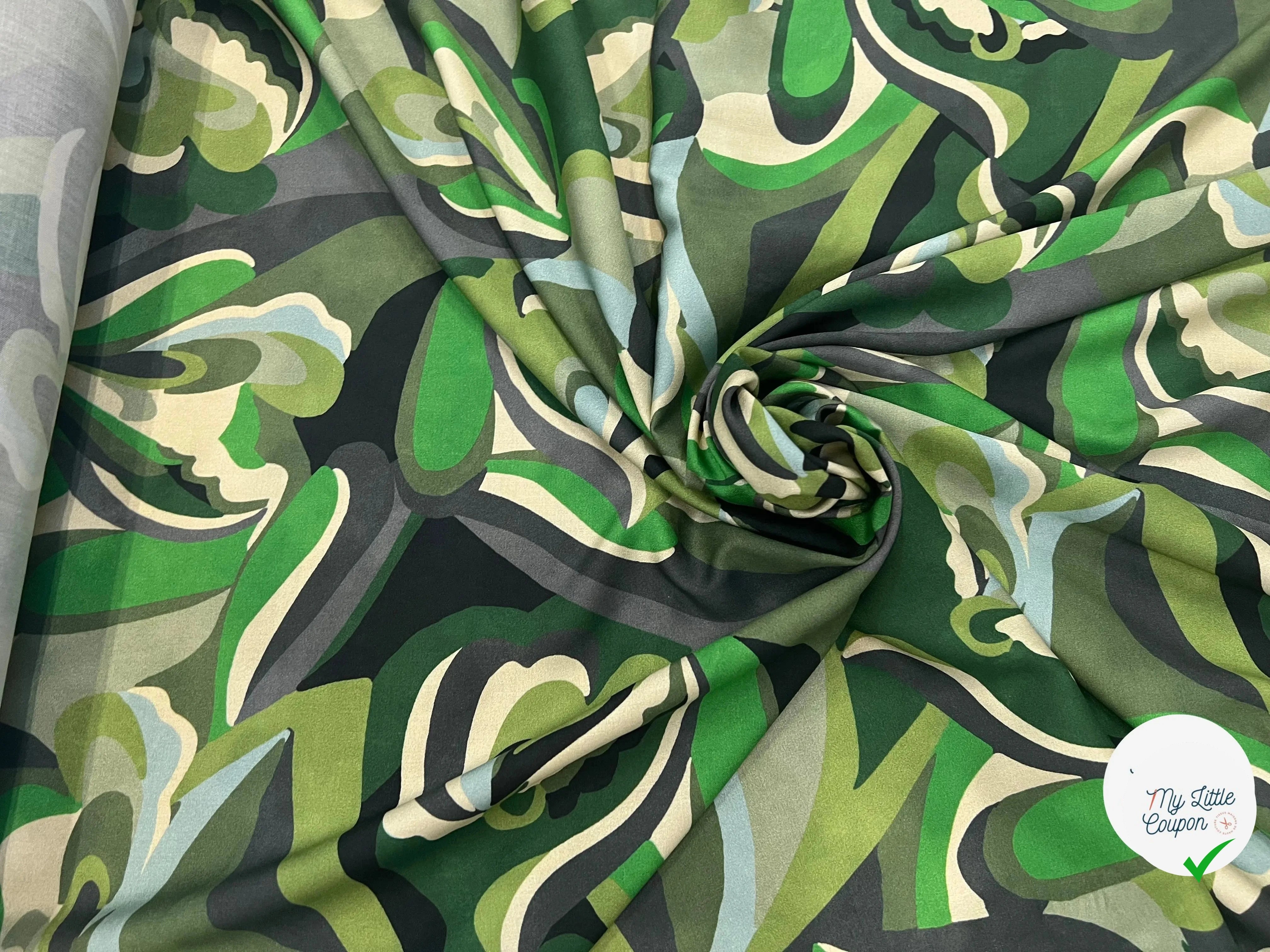VISCOSE VERTE & CREME MOTIF FLORAL - My Little Coupon