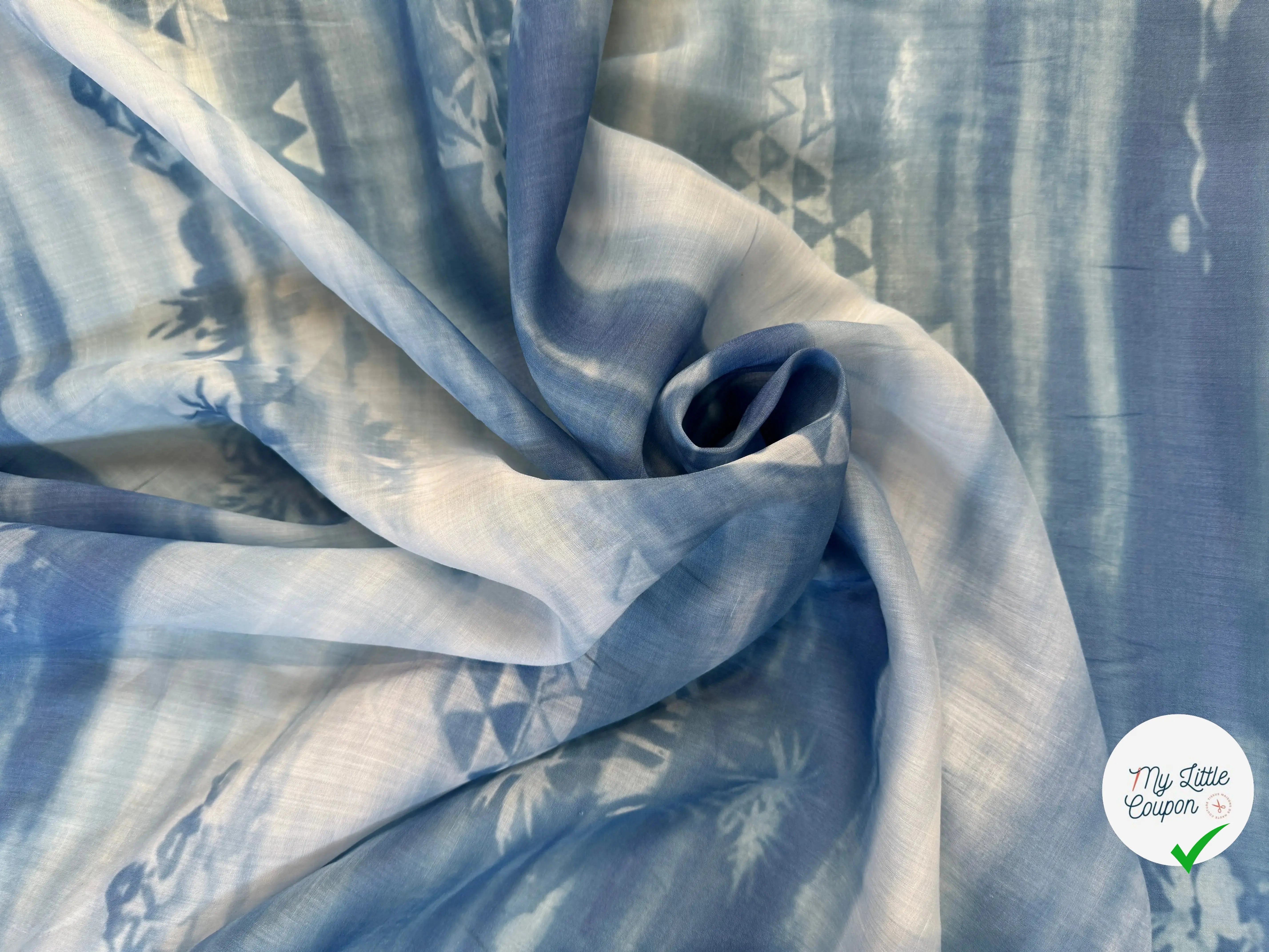 VOILE DE COTON EMERISÉ VOYAGE BLEUTÉ - My Little Coupon