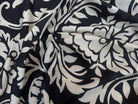 VOILE DE COTON FOND NOIR MOTIFS GROSSES FLEURS BLANC - My Little Coupon