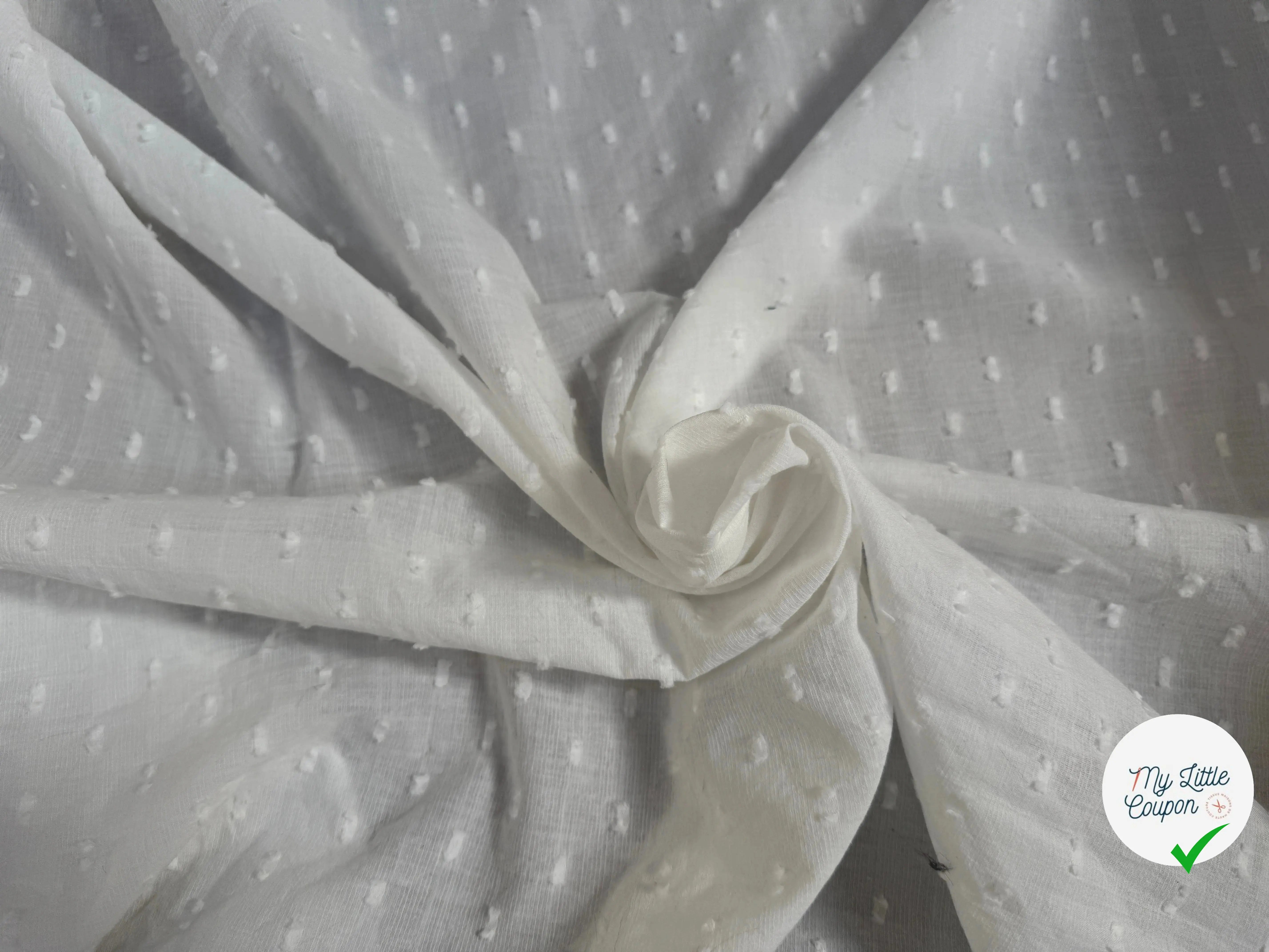 VOILE DE COTON PLUMETIS BLANC - My Little Coupon