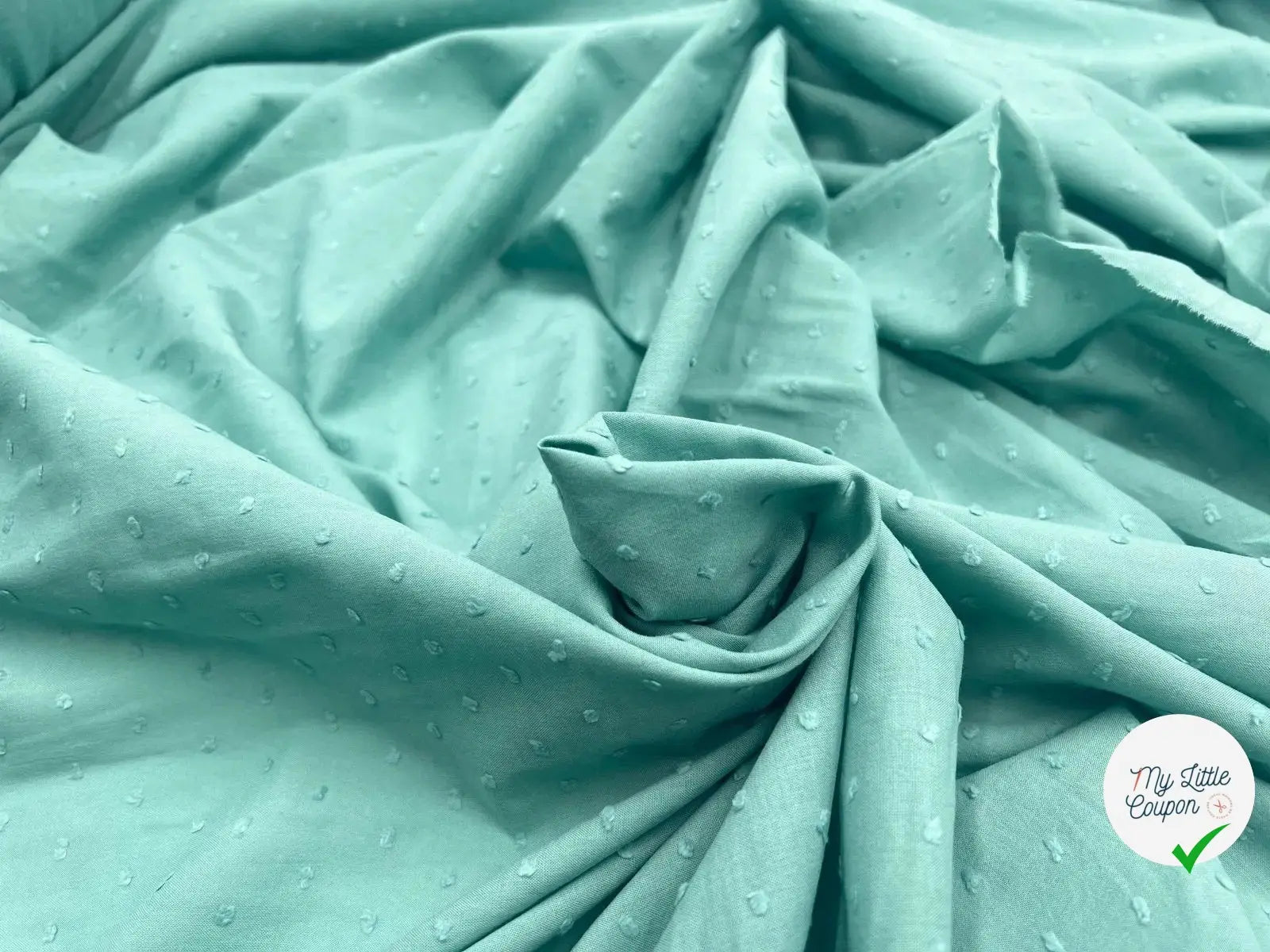 VOILE DE COTON PLUMETIS VERT AMANDE - My Little Coupon - tissu - coudre