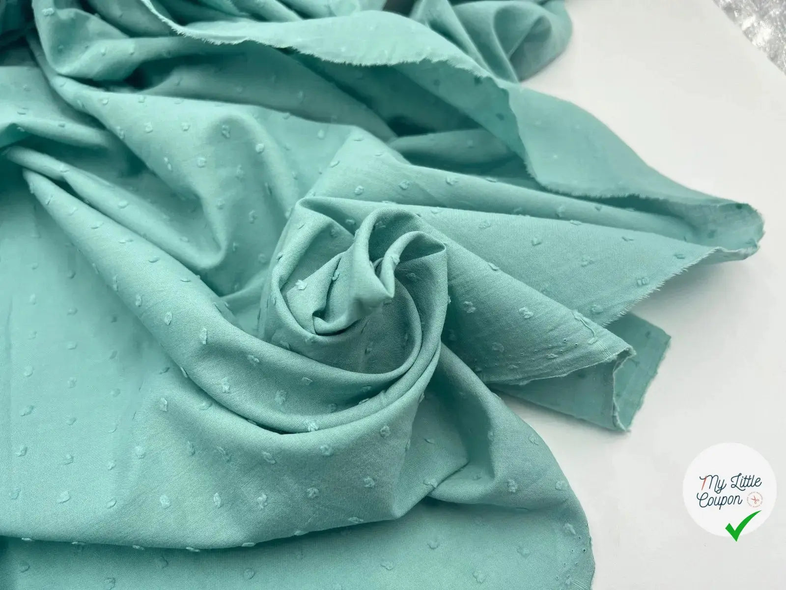 VOILE DE COTON PLUMETIS VERT AMANDE - My Little Coupon - tissu - coudre