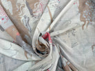 VOILE DE COTON ROSACE FLORALE MULTICOLORE FOND GRIS - My Little Coupon
