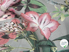 VOILE SOIE VISCOSE FOND GRIS FLEURS ORANGES - My Little Coupon