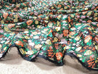 YORYU SATIN STRIPE IMPRIMÉ FLEURS FOND NOIR FINES RAYURES LUREX DORÉ - My Little Coupon