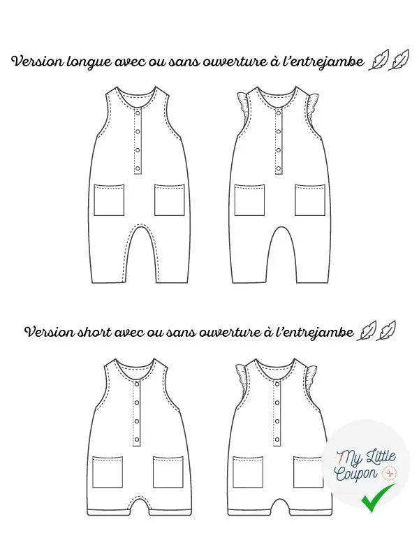Combinaison Pinson | Du 6 mois au 5 ans | Marmaï Patterns - My Little Coupon - tissu - coudre