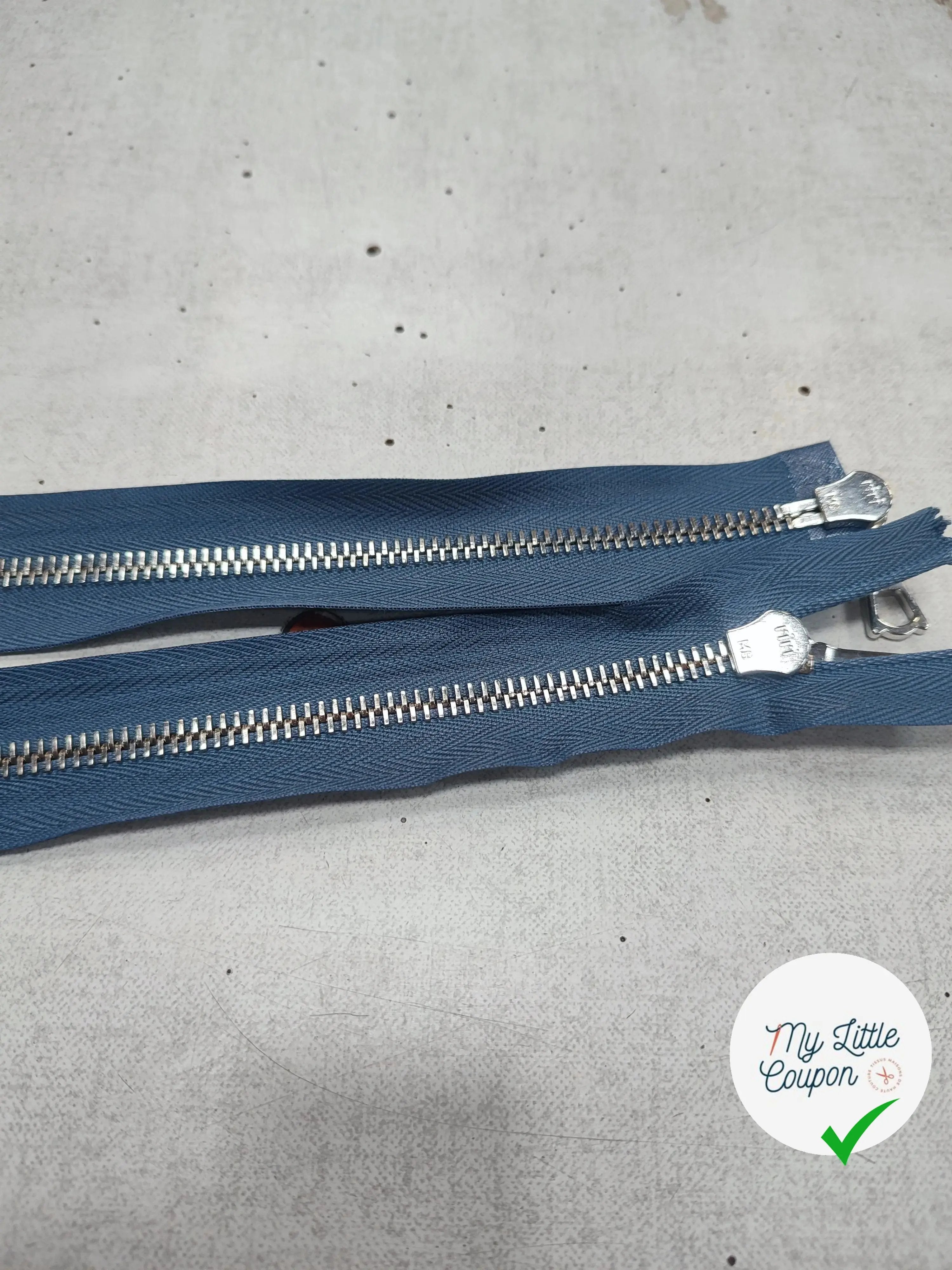 FERMETURE RIRI METAL NON SÉPARABLE DOUBLE ZIP 90CM BLEU M6 - My Little Coupon