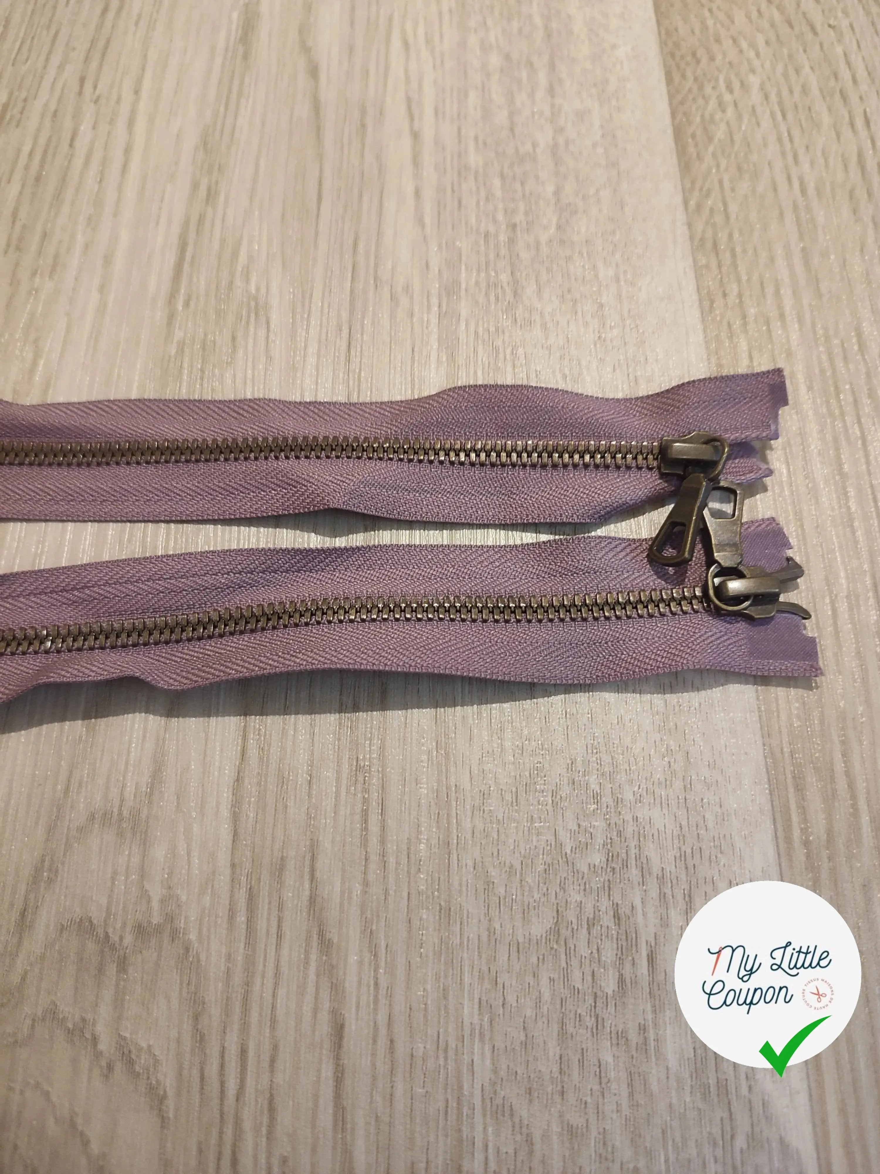 FERMETURE RIRI METAL NON SÉPARABLE DOUBLE CHEMINS 90CM VIOLET LAVANDE - My Little Coupon