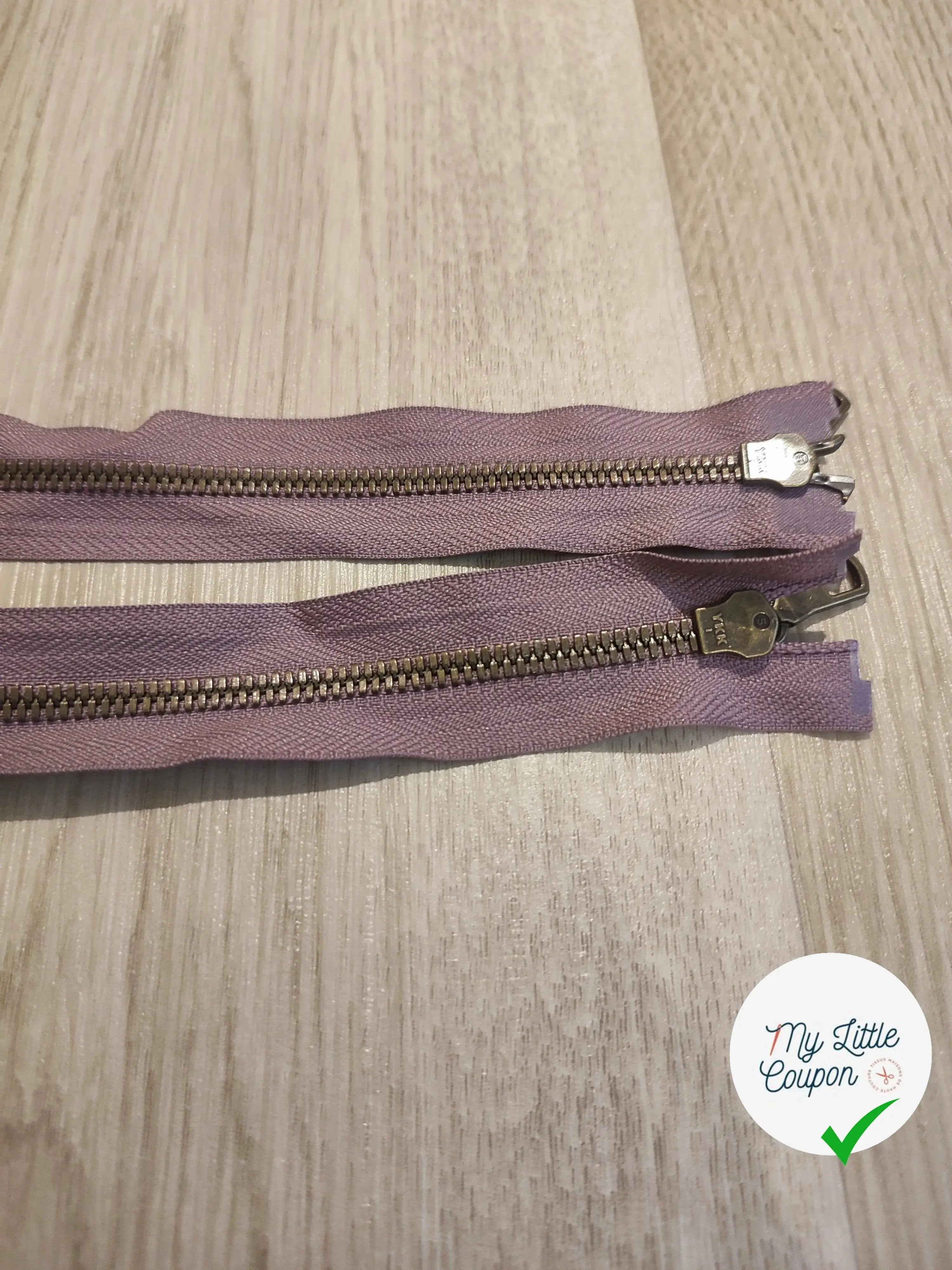 FERMETURE RIRI METAL NON SÉPARABLE DOUBLE CHEMINS 90CM VIOLET LAVANDE - My Little Coupon