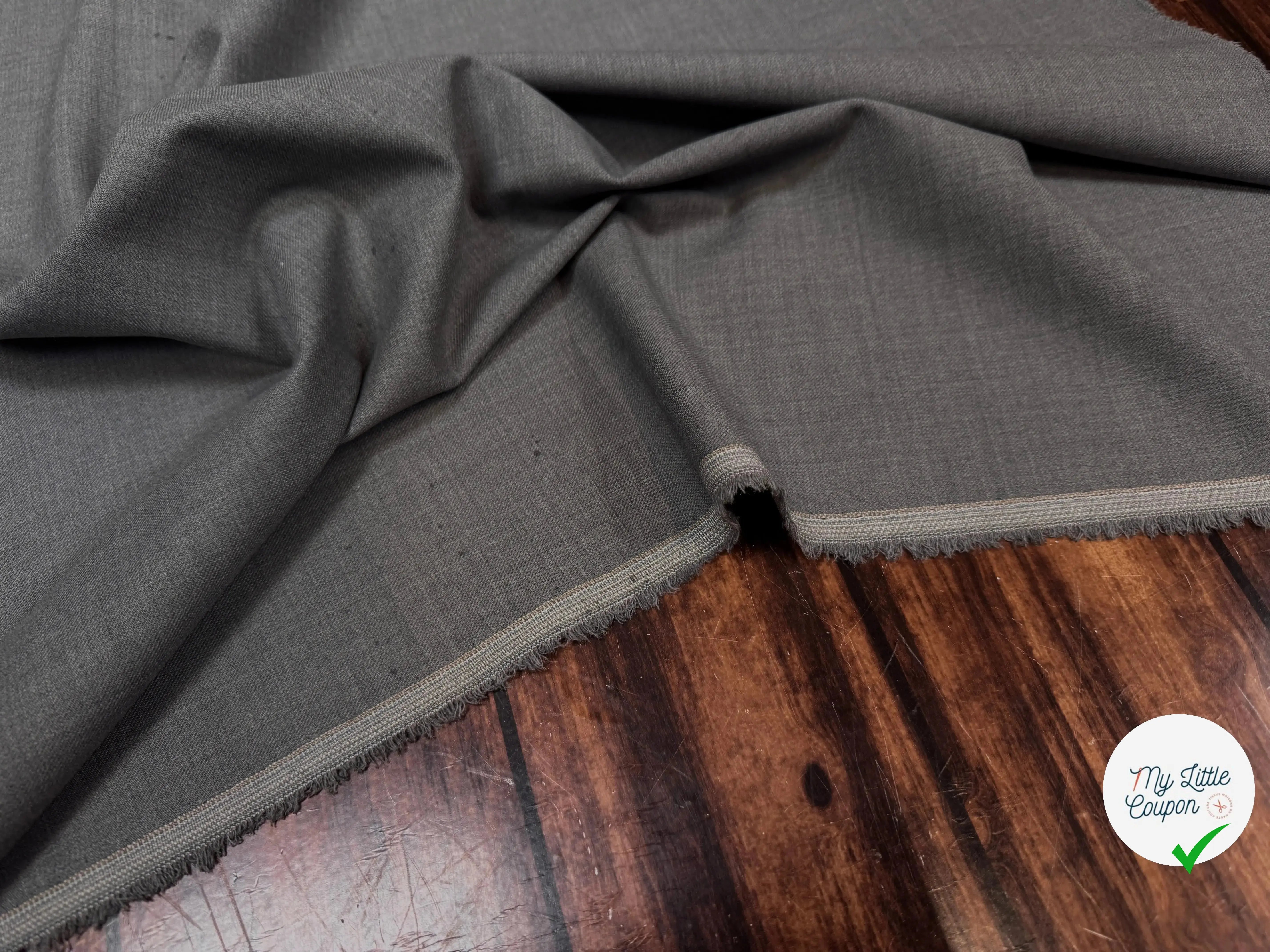 DRAPERIE SERGÉE SUPER 100 GRIS CARREMAN STRETCH - My Little Coupon