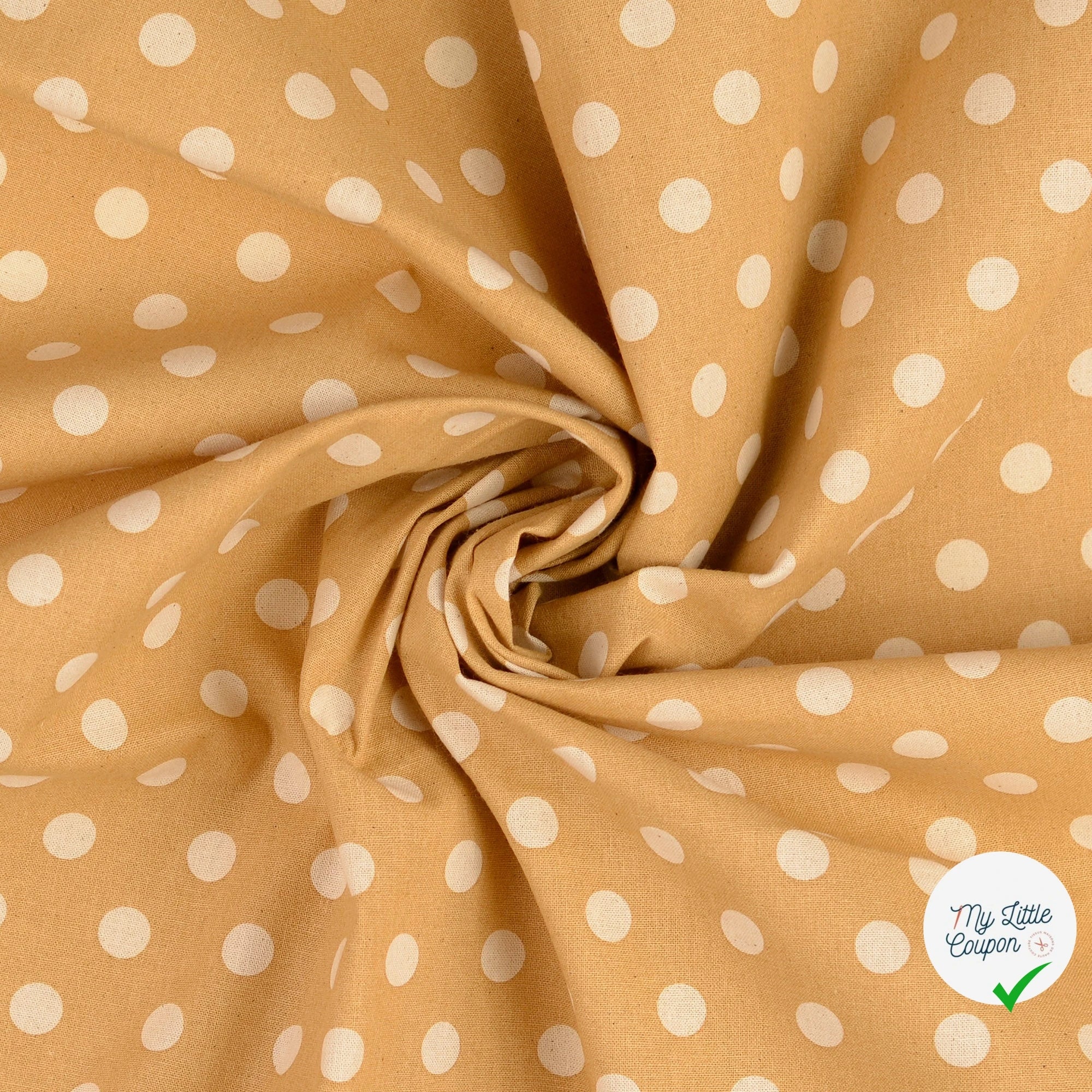 Cretonne de coton à pois beige - My Little Coupon
