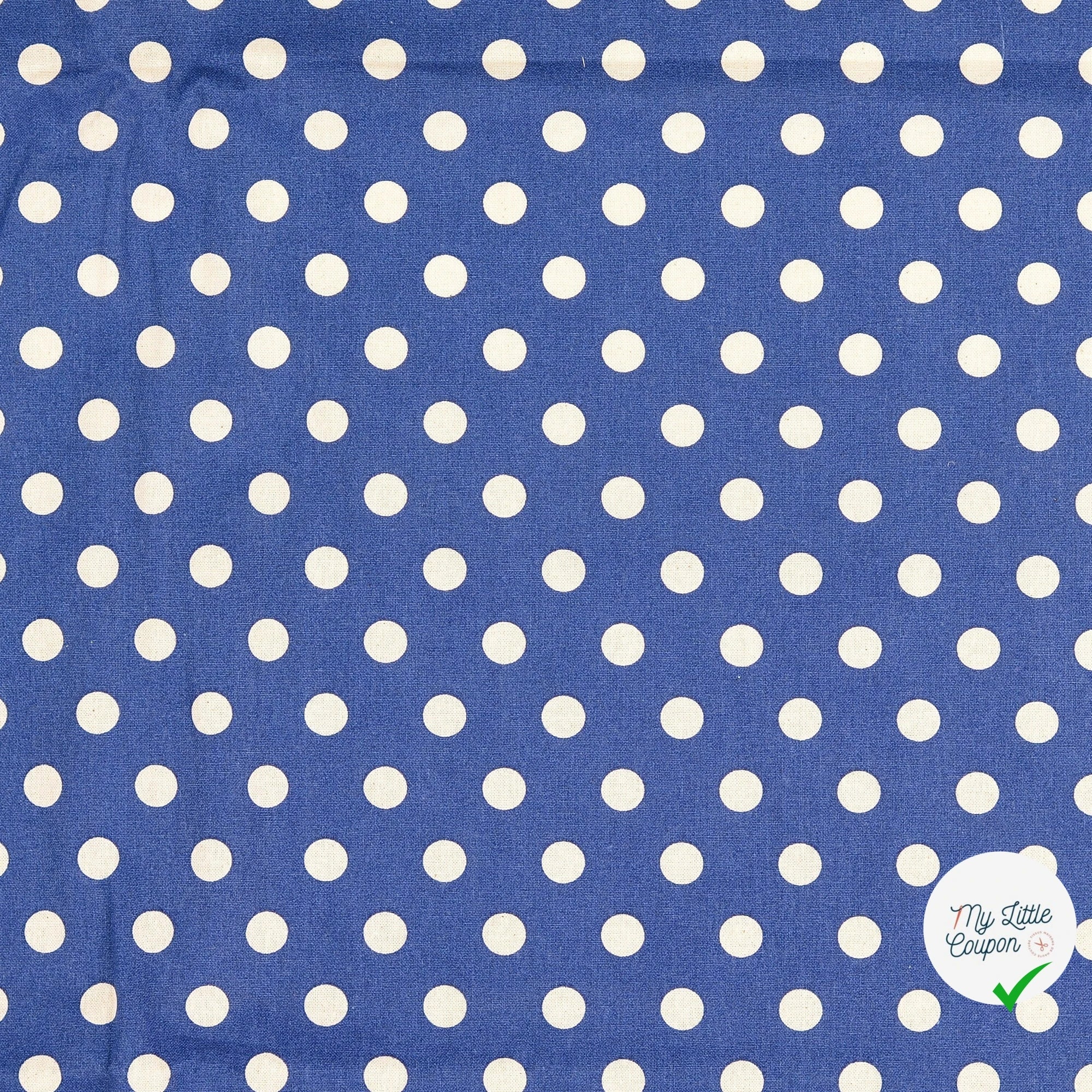 Cretonne de coton à pois bleu marine - My Little Coupon