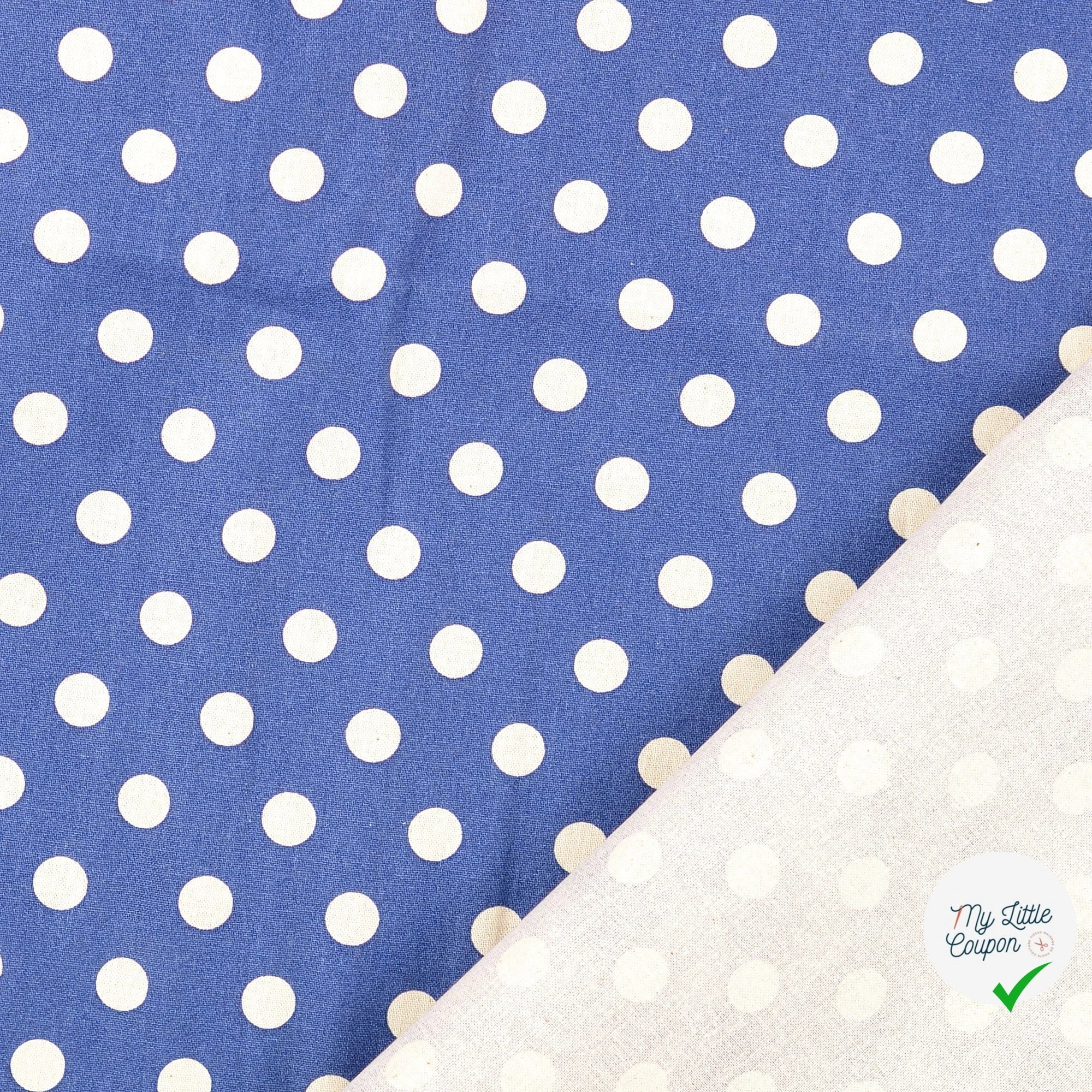Cretonne de coton à pois bleu marine - My Little Coupon