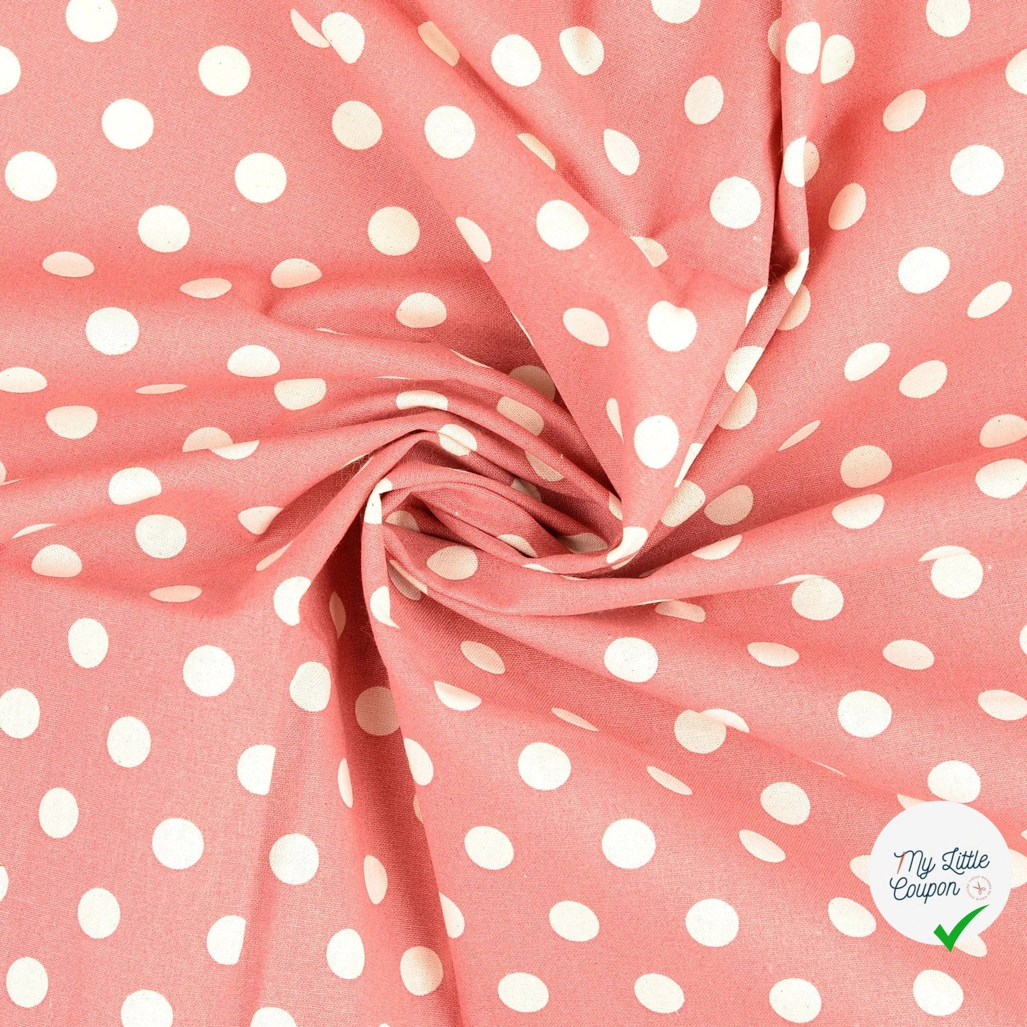 Cretonne de coton à pois bordeaux - My Little Coupon