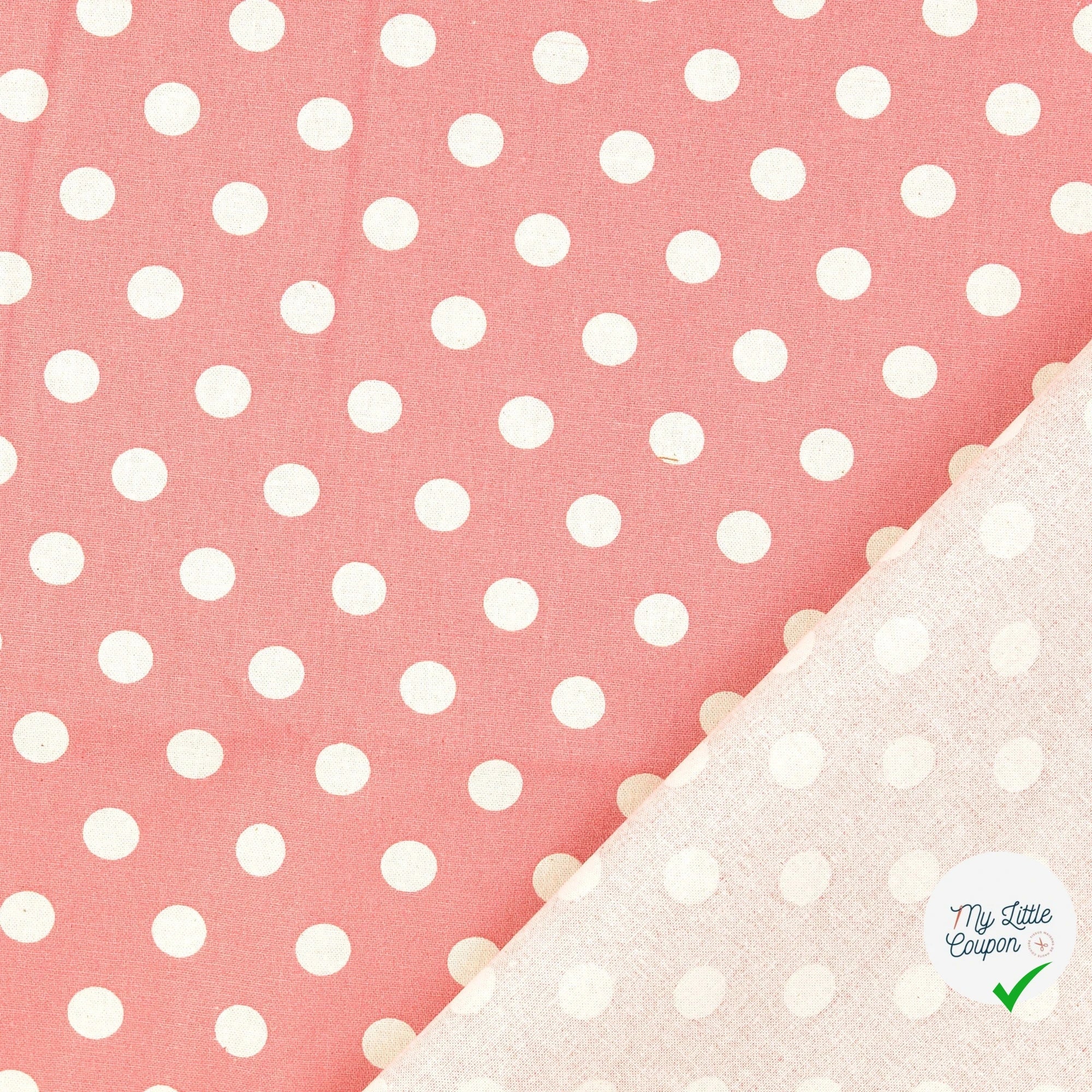 Cretonne de coton à pois bordeaux - My Little Coupon