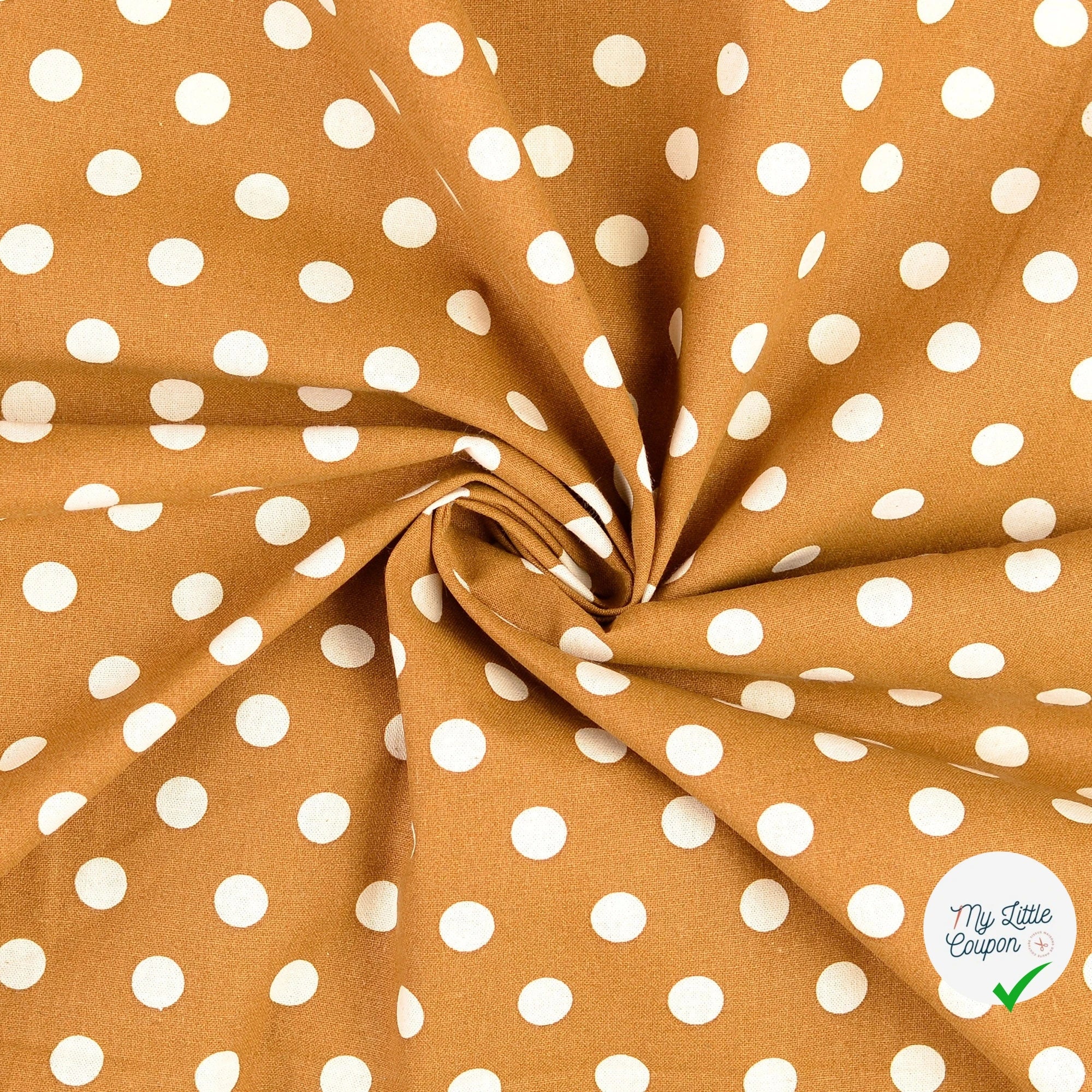 Cretonne de coton à pois marron - My Little Coupon