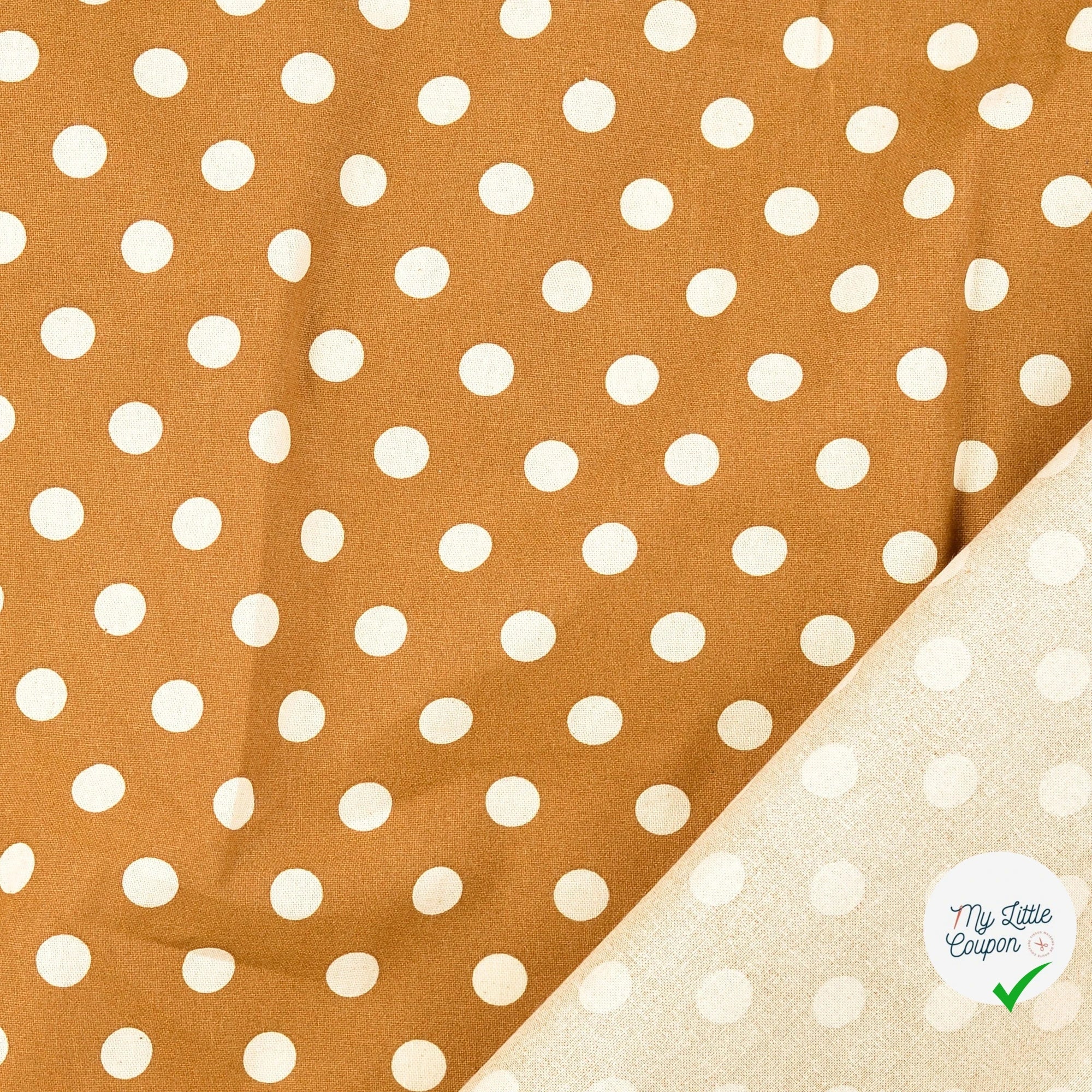 Cretonne de coton à pois marron - My Little Coupon