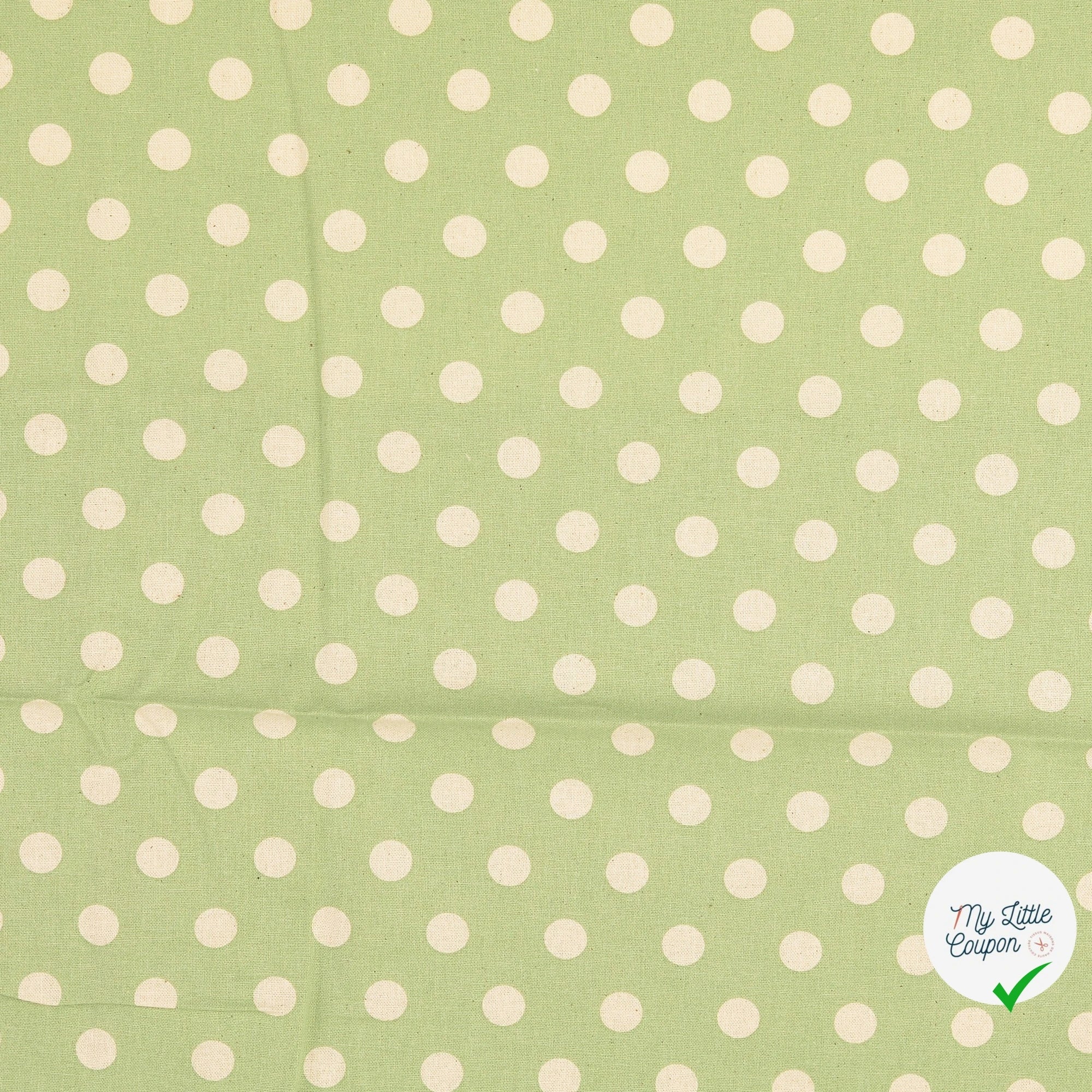 Cretonne de coton à pois menthe foncée - My Little Coupon