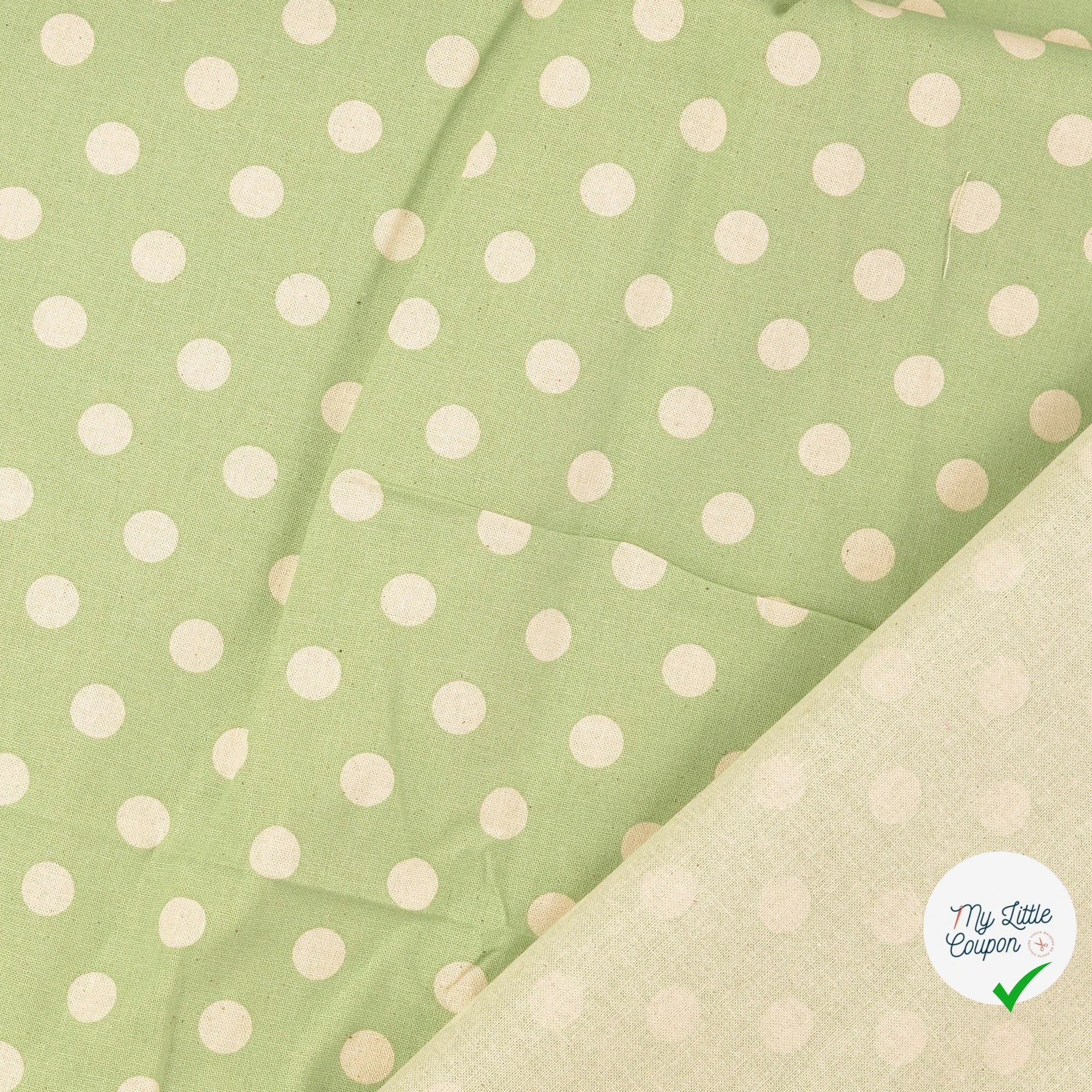 Cretonne de coton à pois menthe foncée - My Little Coupon