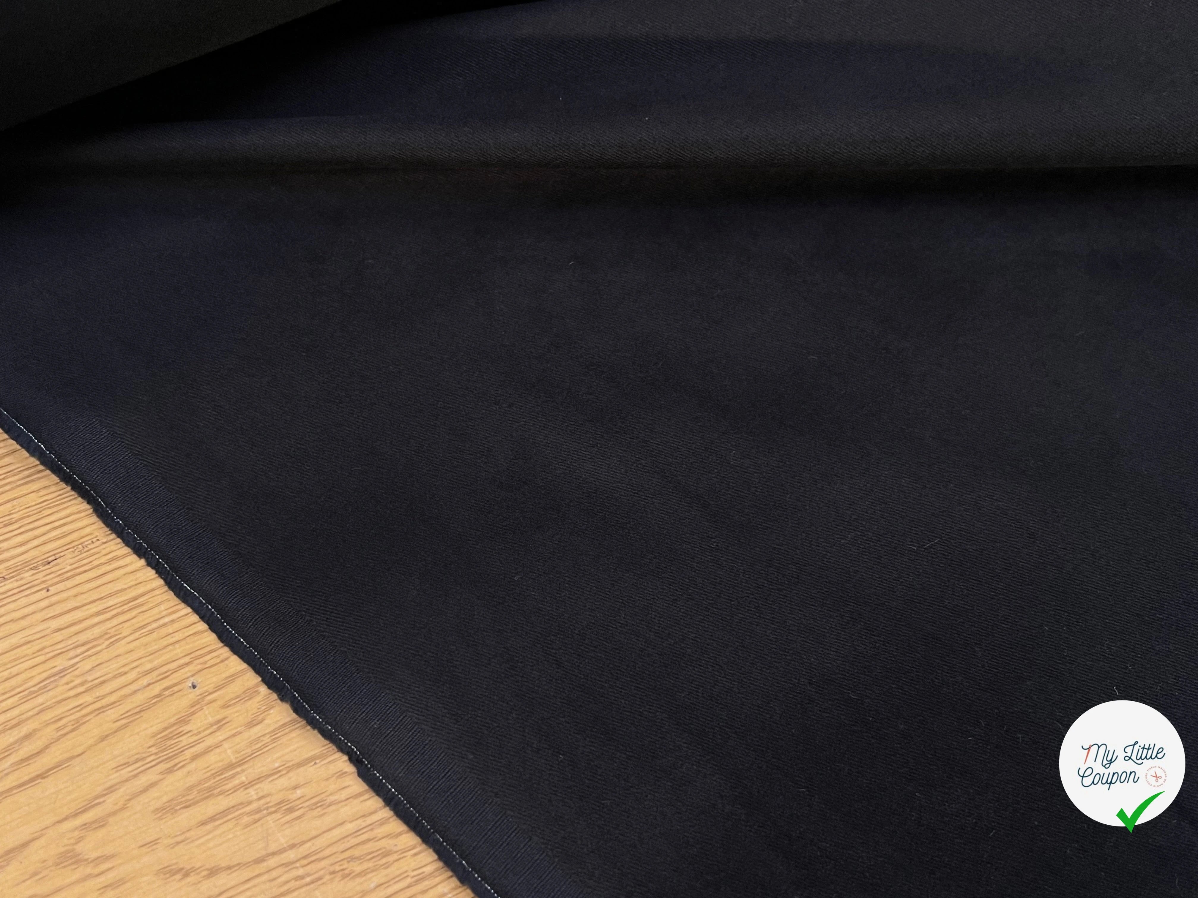 DENIM COTON GRATTÉ EFFET DUVETEUX NOIR PEAU DE PÊCHE 97% COTON 145CM - My Little Coupon