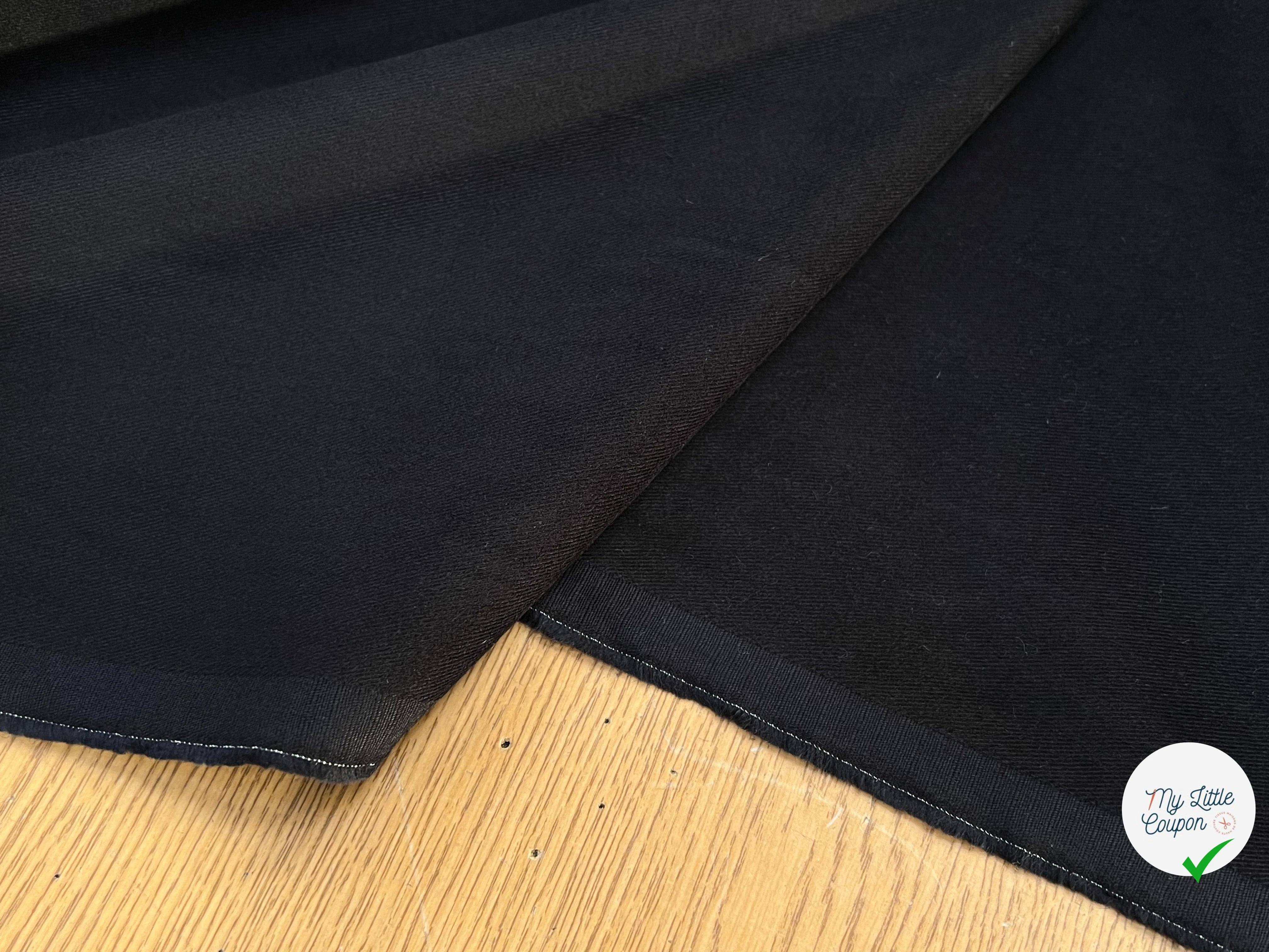 DENIM COTON GRATTÉ EFFET DUVETEUX NOIR PEAU DE PÊCHE 97% COTON 145CM - My Little Coupon