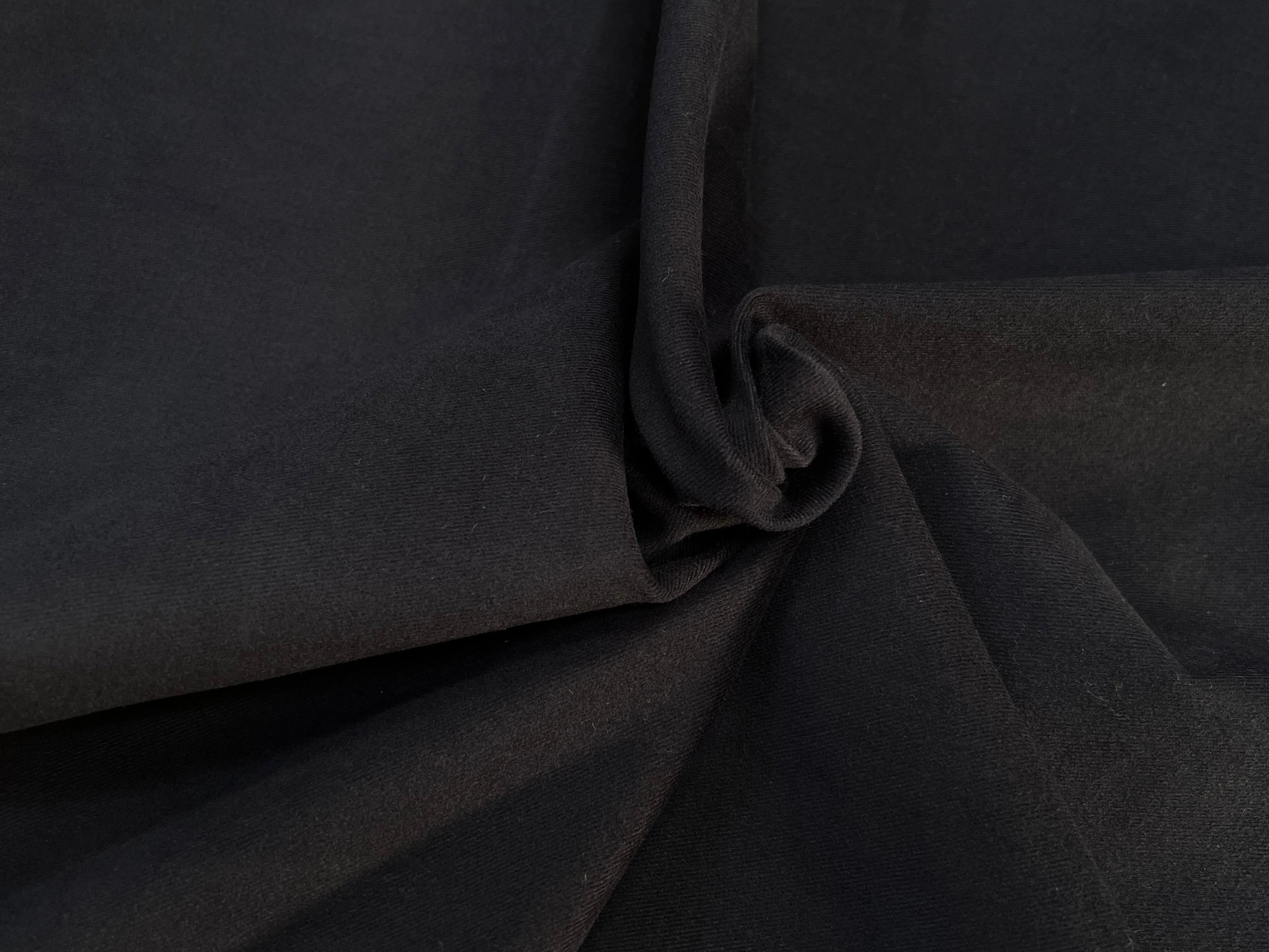 DENIM COTON GRATTÉ EFFET DUVETEUX NOIR PEAU DE PÊCHE 97% COTON 145CM - My Little Coupon