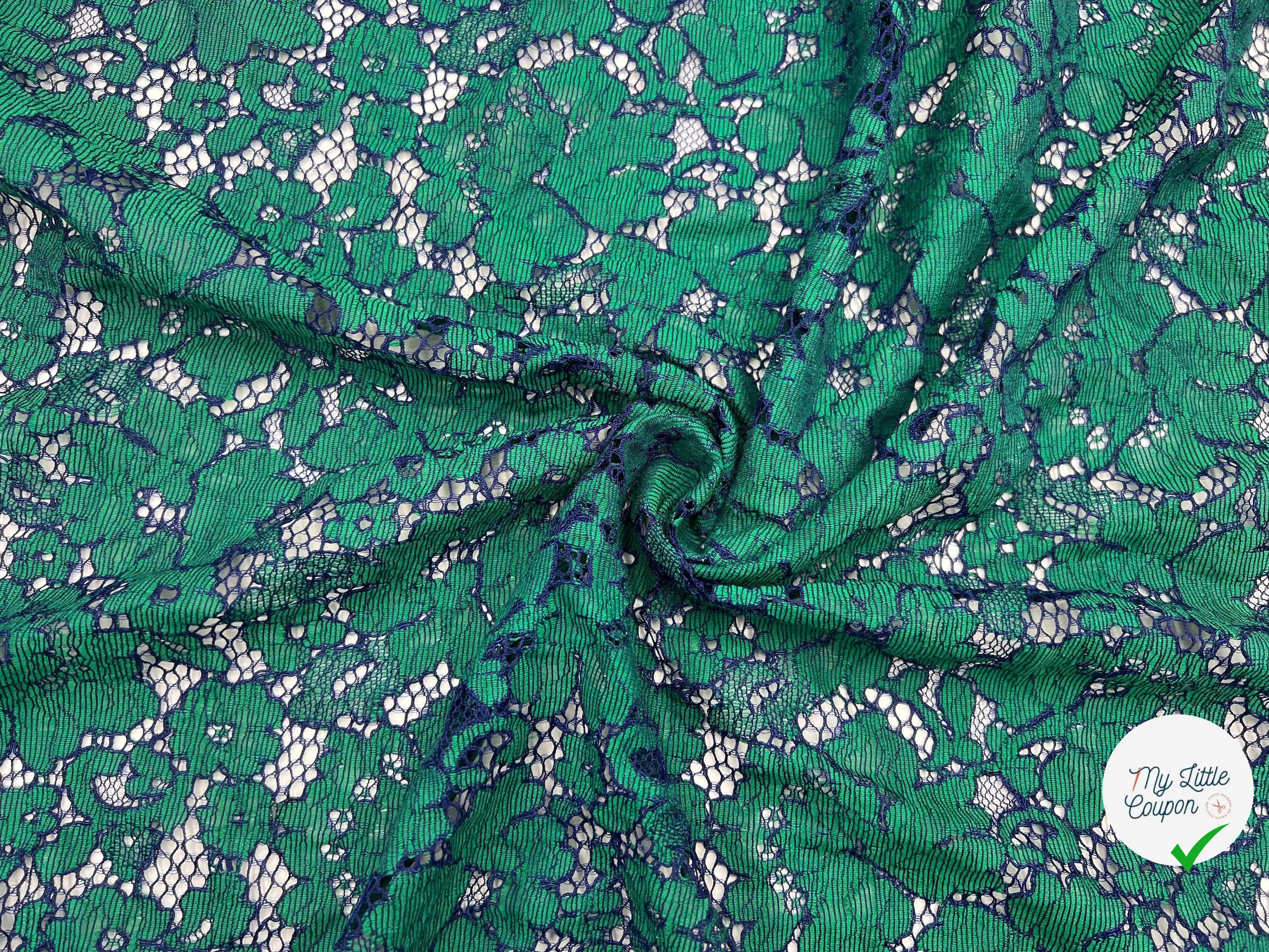 DENTELLE BLUE AND GREEN GARDEN - My Little Coupon - tissu - coudre