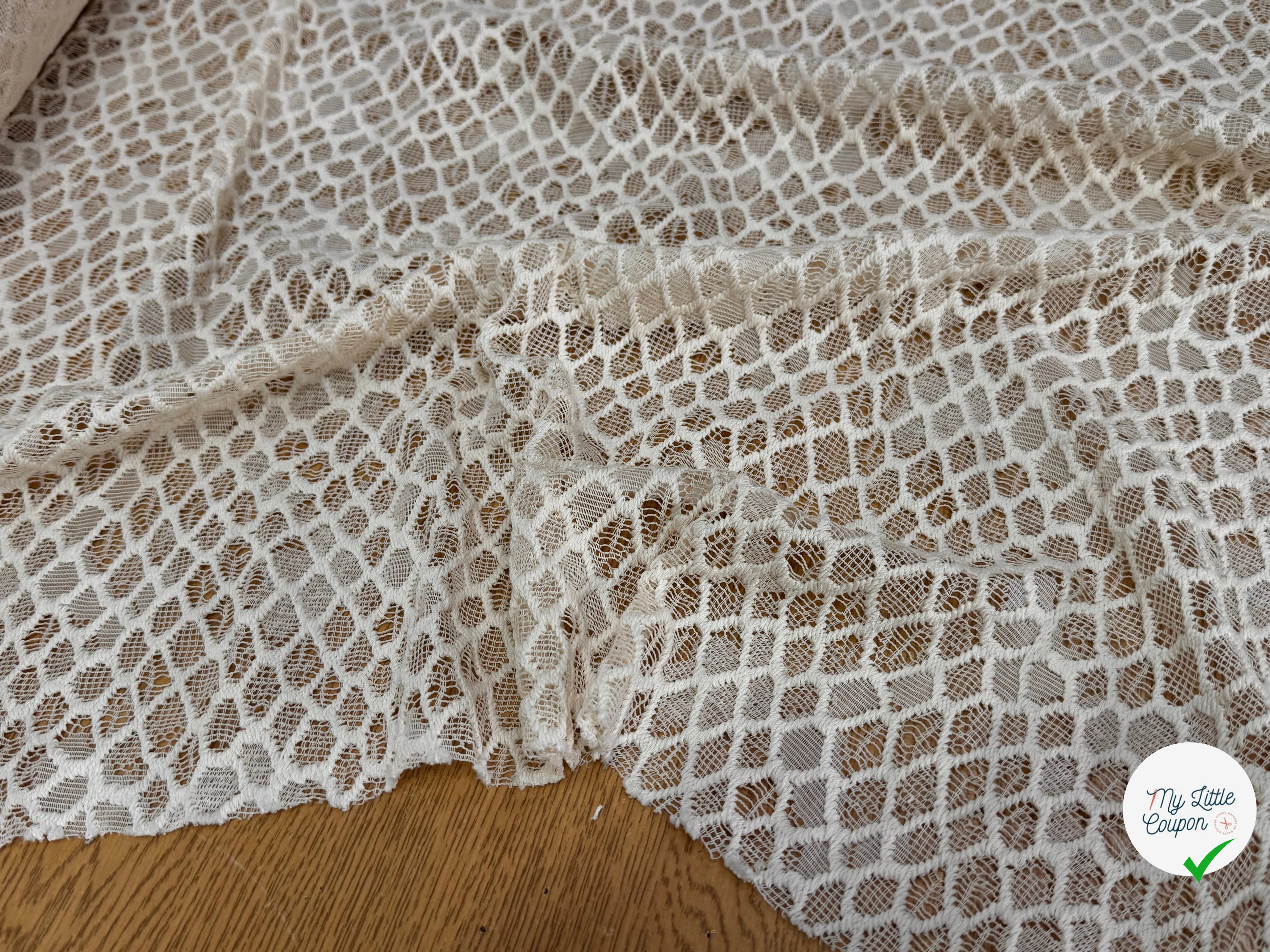 DENTELLE COTON TISSÉ LOSANGE ÉCRU - My Little Coupon