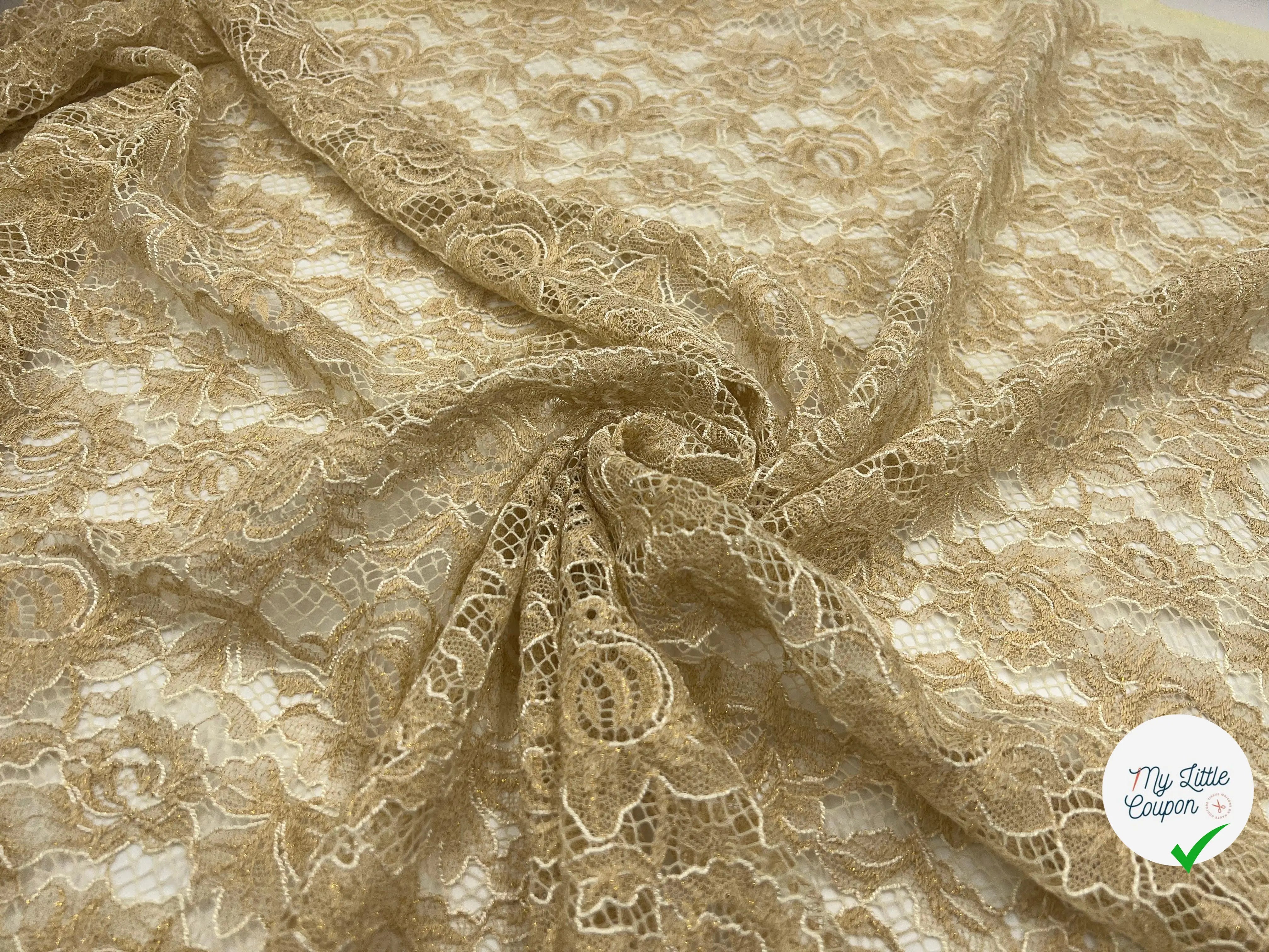 DENTELLE FLEUR DE MIEL REFLETS DORÉS - My Little Coupon - tissu - coudre