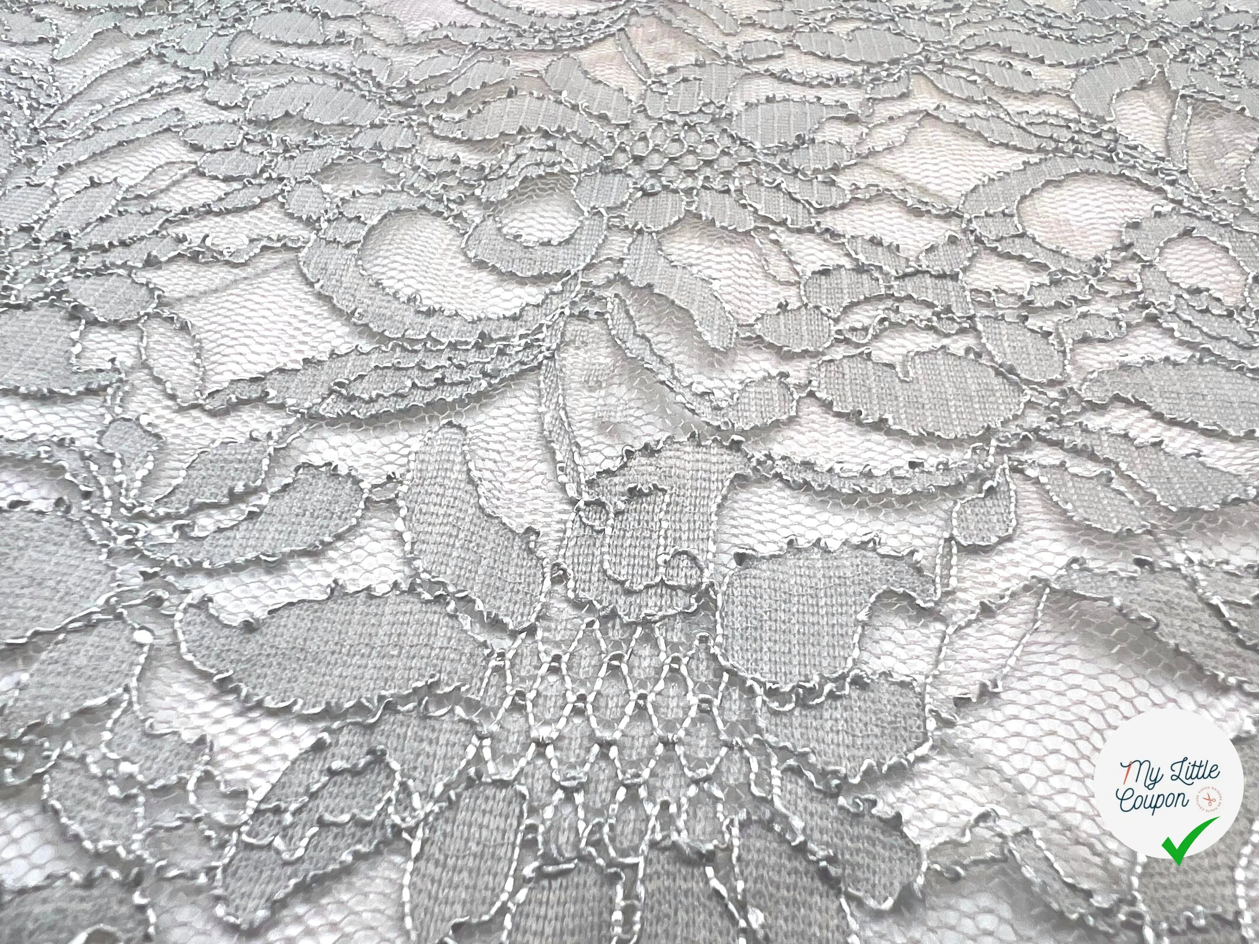 DENTELLE FLORALE GRIS PERLE - My Little Coupon - tissu - coudre