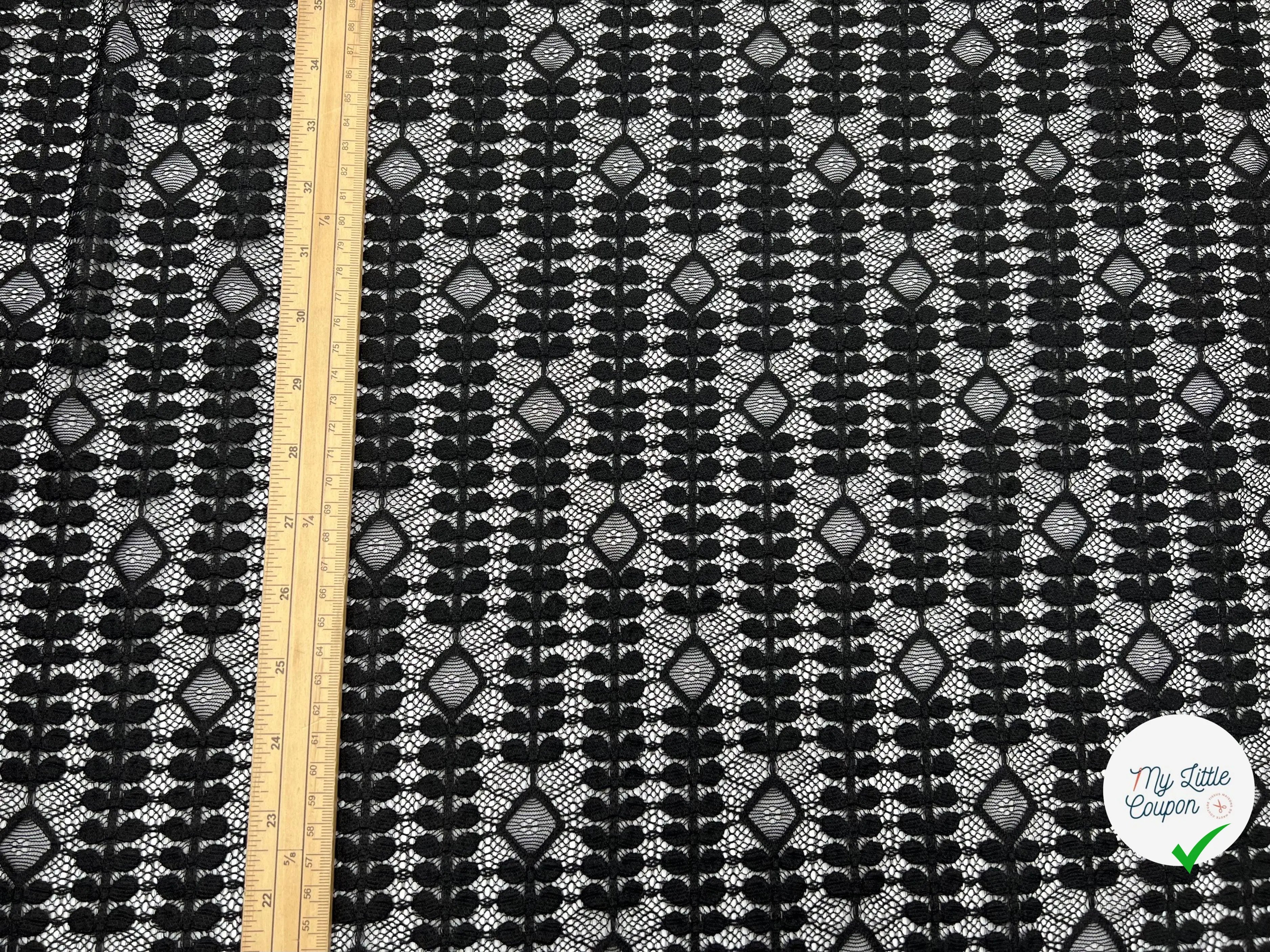 DENTELLE RAMEAUX ET LOSANGES NOIRS - My Little Coupon - tissu - coudre