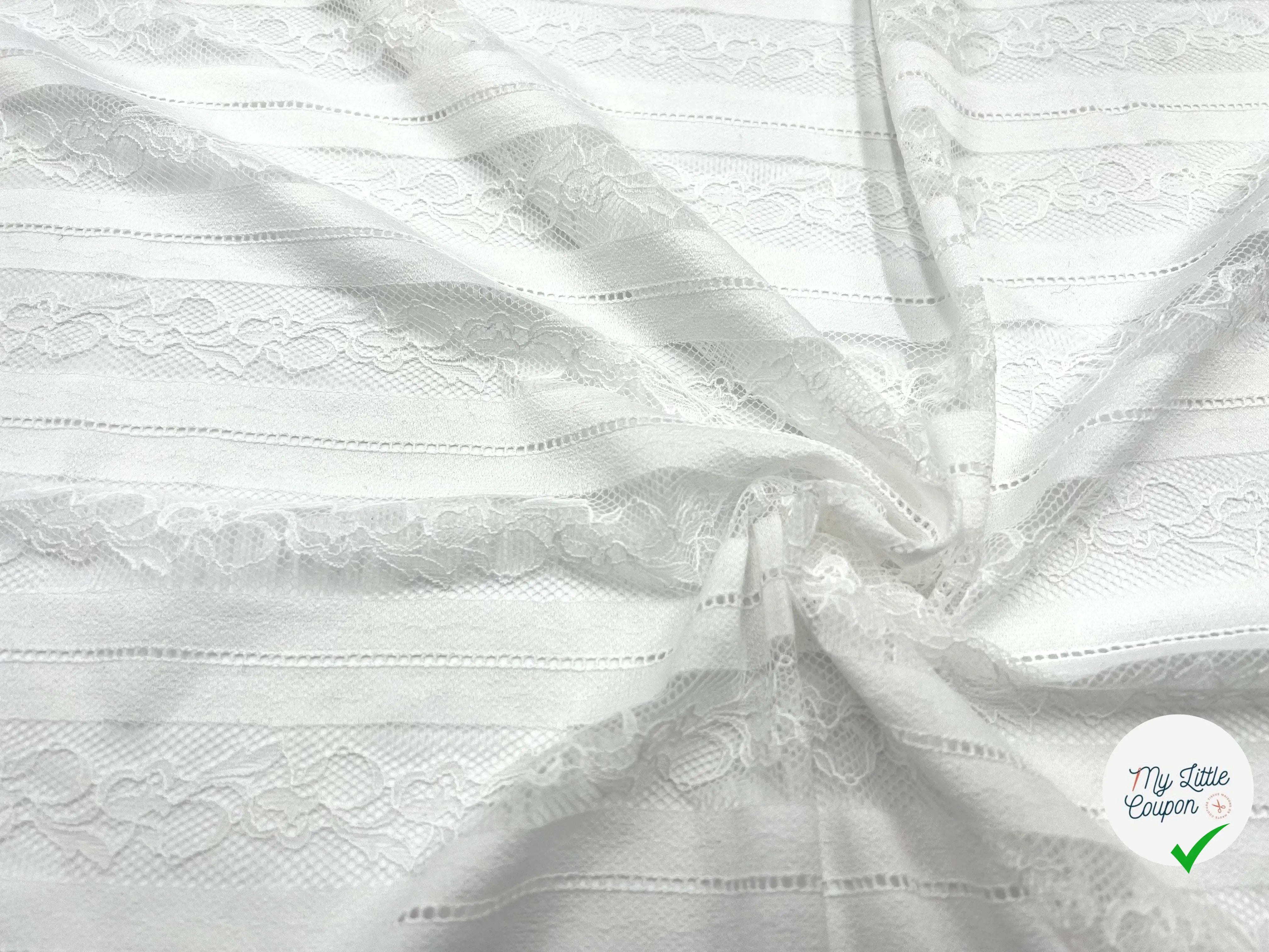 DENTELLE RAYURES À LIGNES DE FLEURS - My Little Coupon - tissu - coudre
