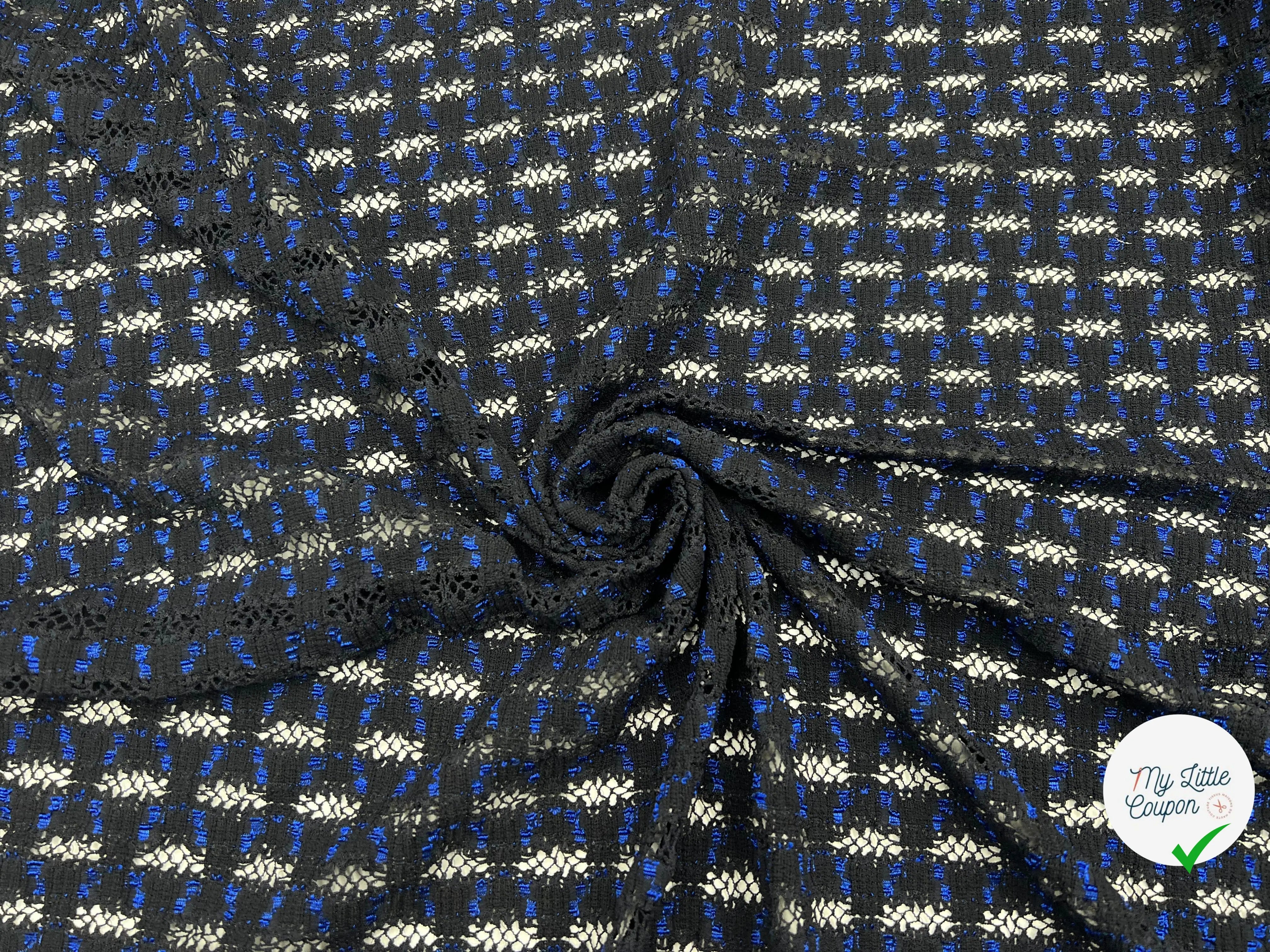 DENTELLE ROYAL ET NOIR STRETCH - My Little Coupon - tissu - coudre