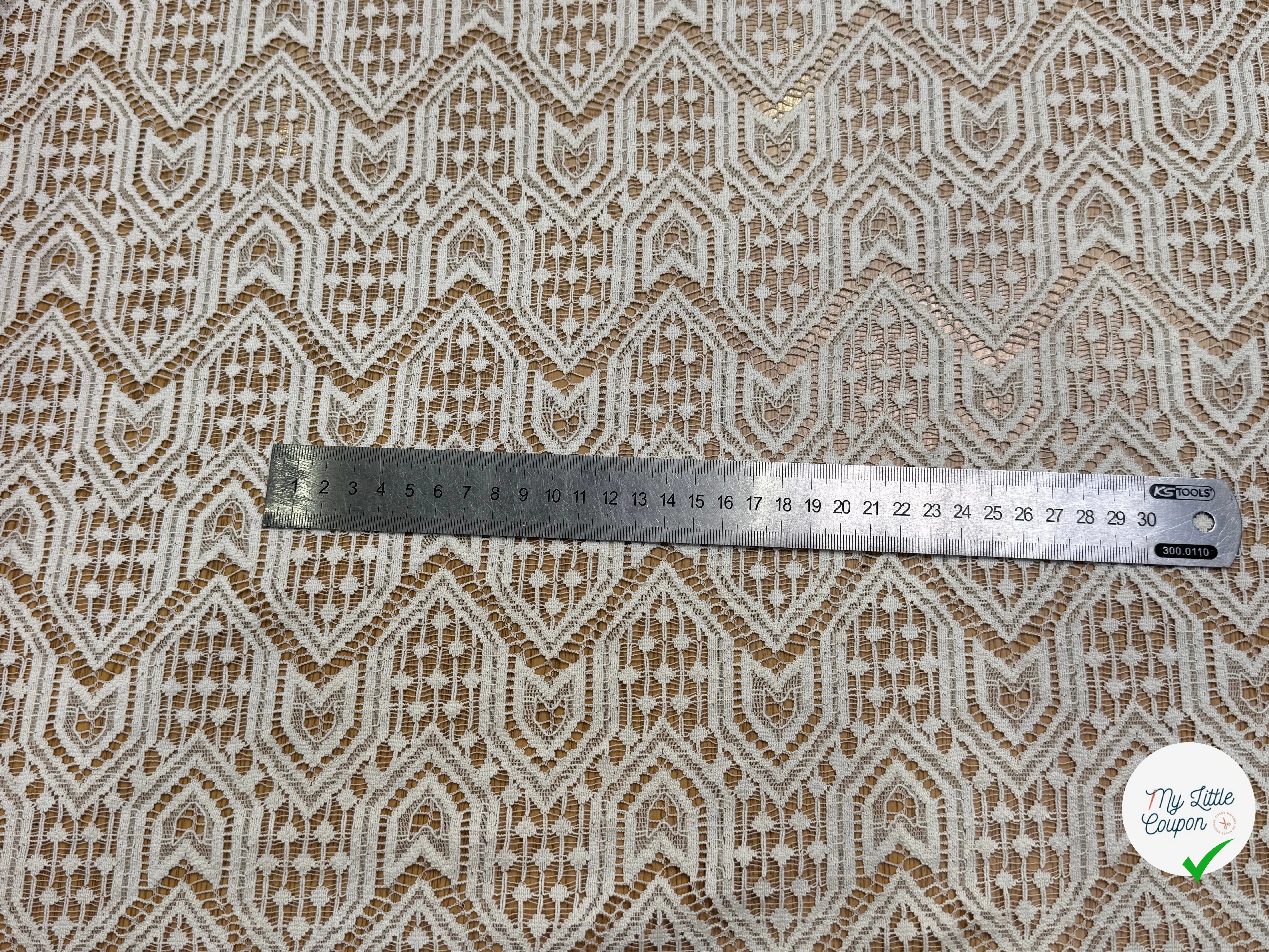 DENTELLE STRETCH MOTIFS GÉOMÉTRIQUES 80% COTON ÉCRU - My Little Coupon