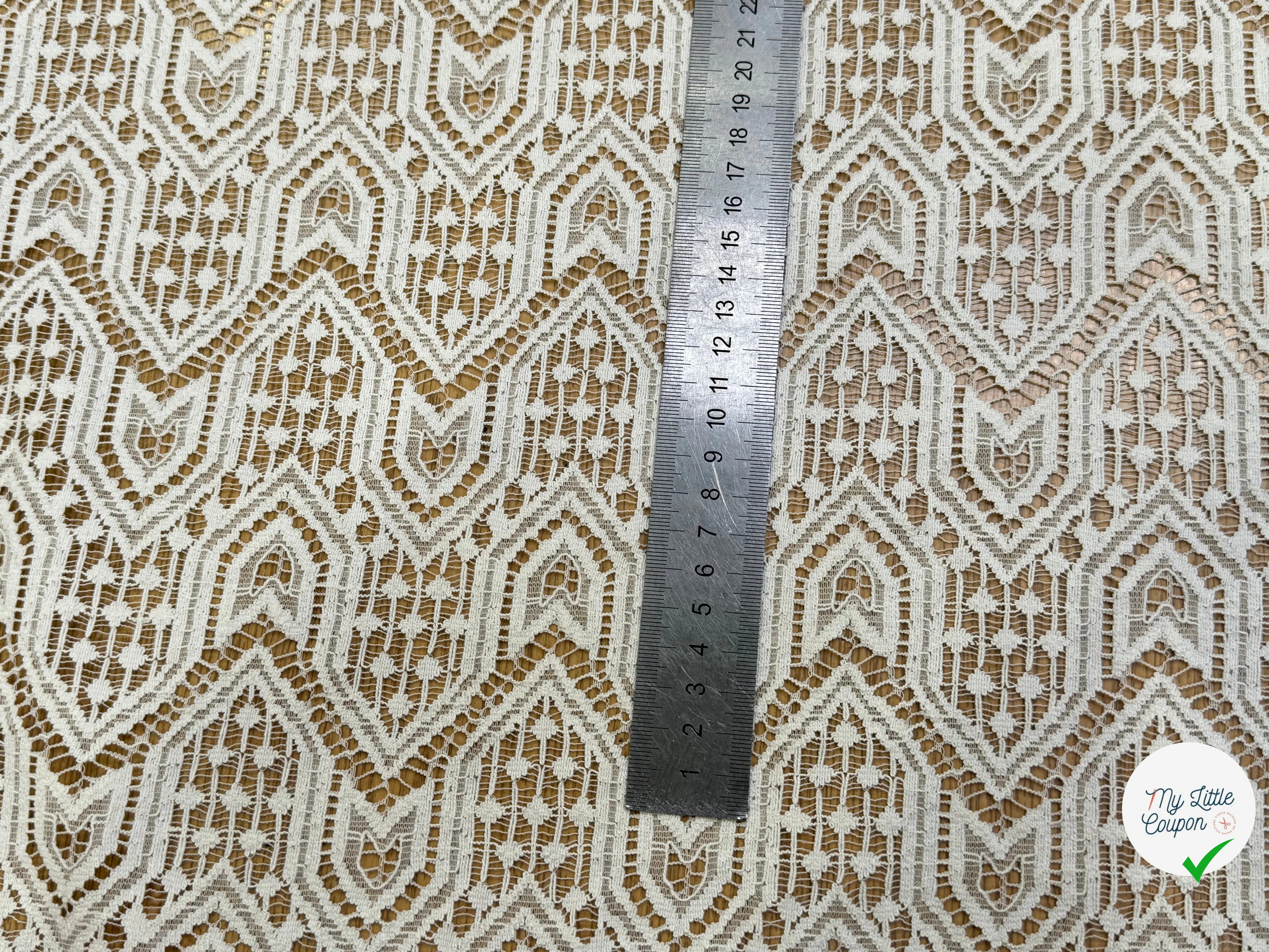 DENTELLE STRETCH MOTIFS GÉOMÉTRIQUES 80% COTON ÉCRU - My Little Coupon