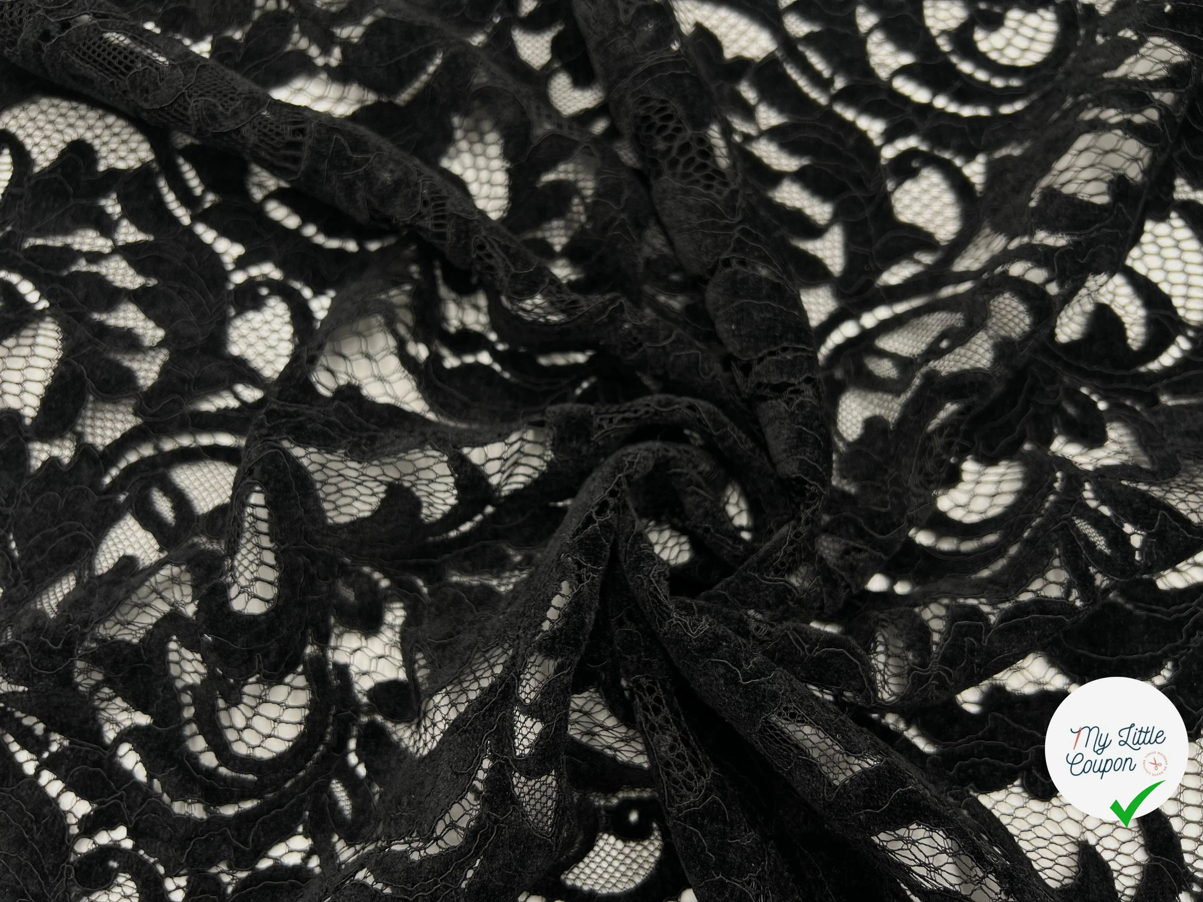 DENTELLE VELOURS NOIR PALERME - My Little Coupon - tissu - coudre