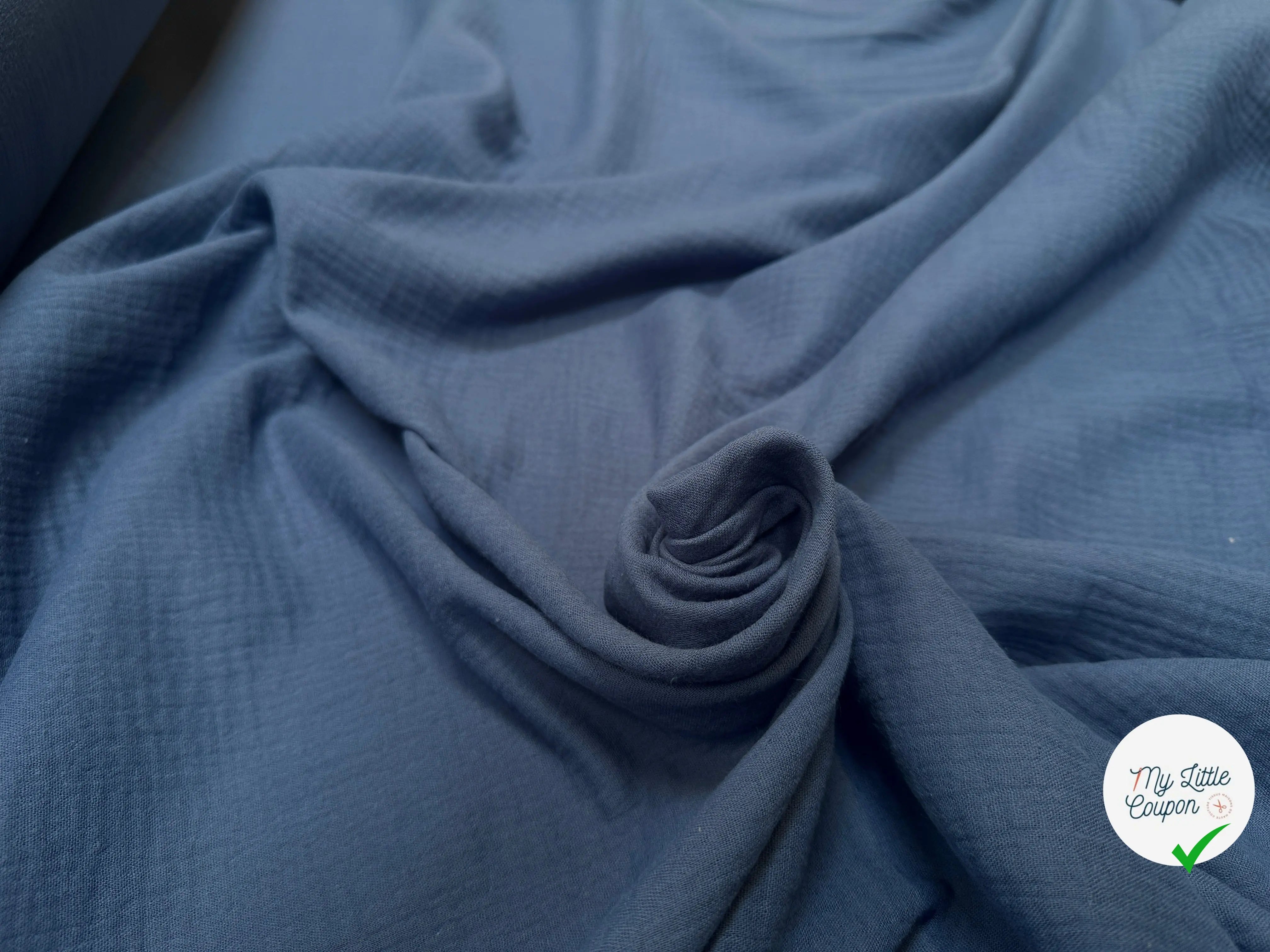 DOUBLE GAZE DE COTON BLEU PÉTROLE - My Little Coupon