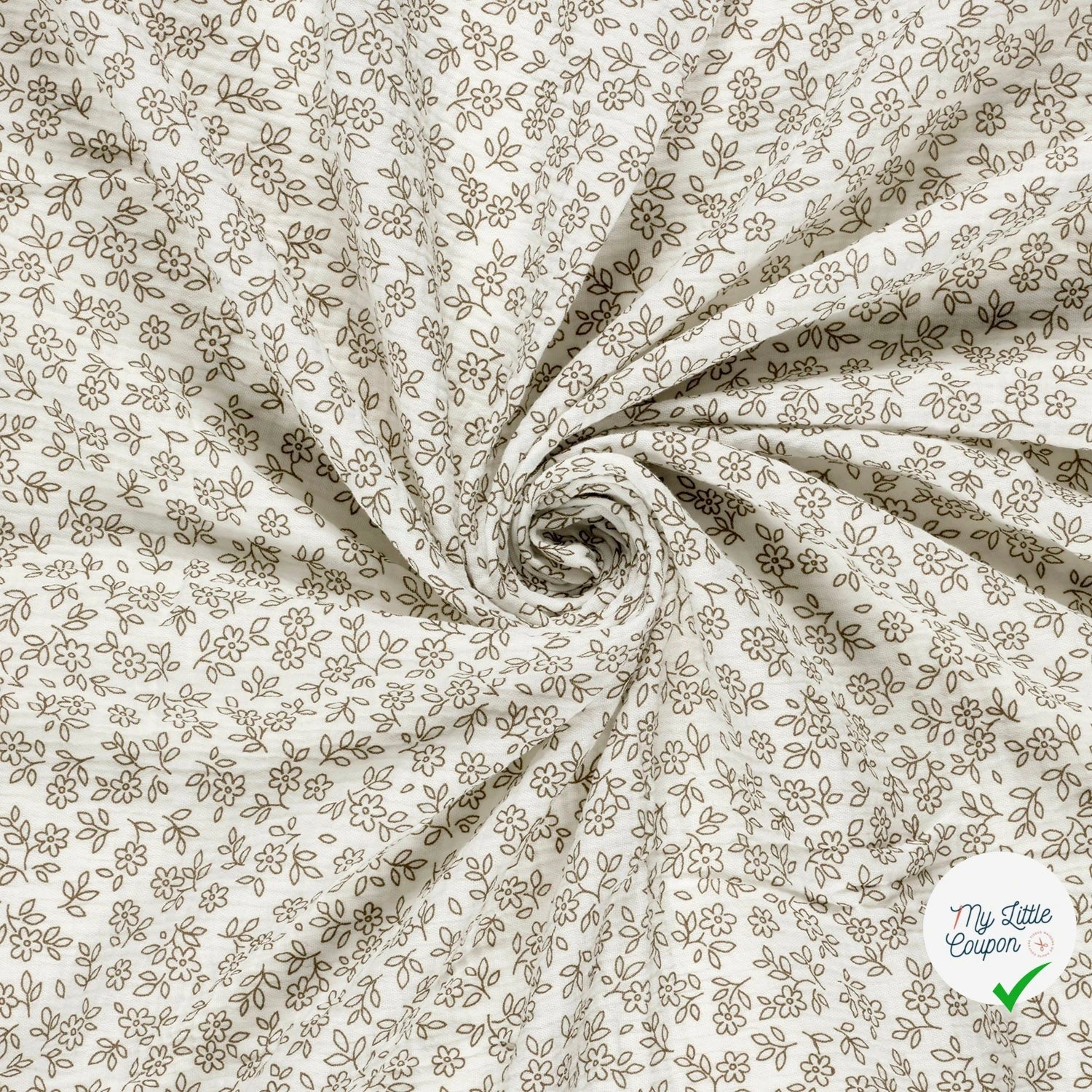 DOUBLE GAZE DE COTON FLEURS BLANC CASSÉ 2 - My Little Coupon