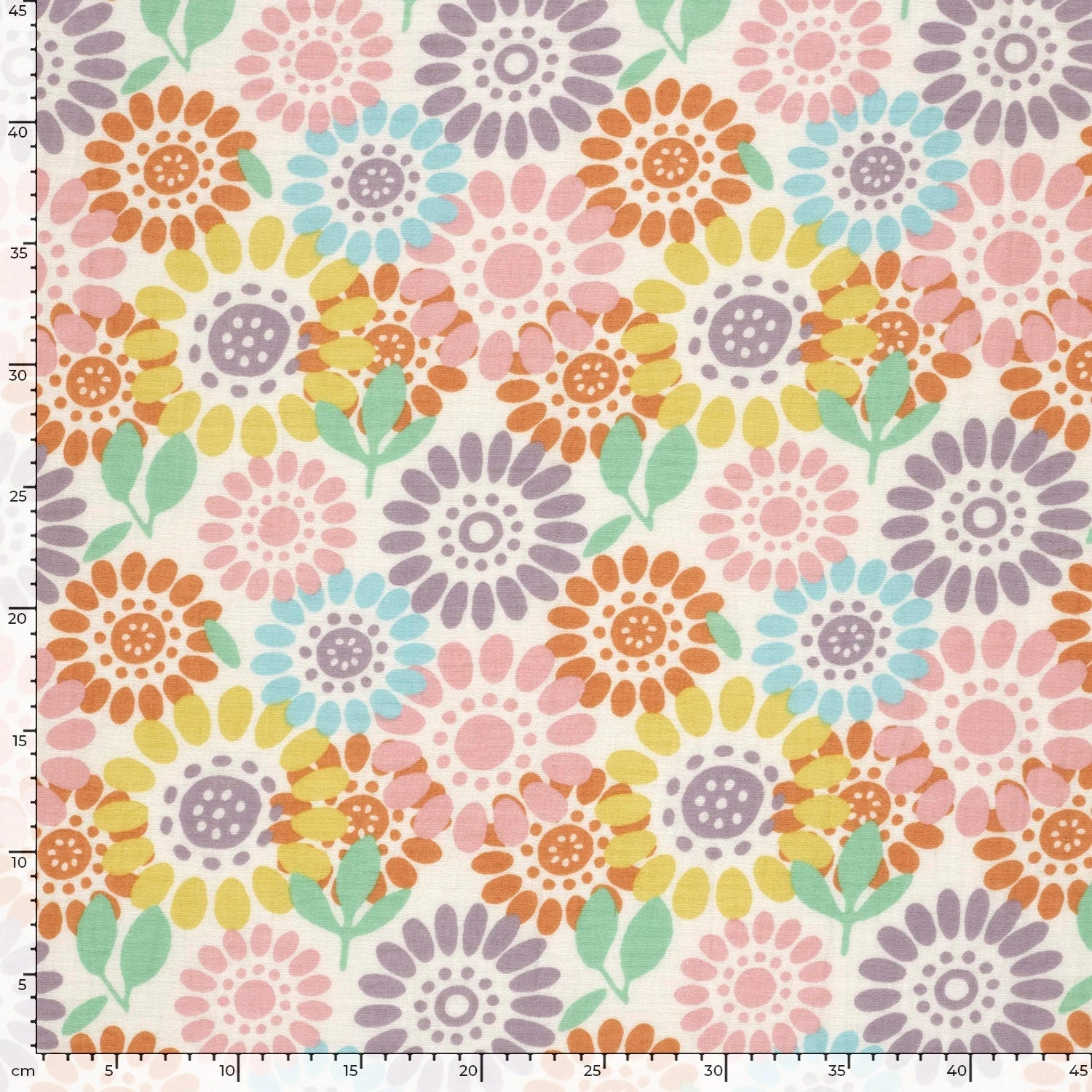 DOUBLE GAZE DE COTON FLEURS BLANC CASSÉ - My Little Coupon