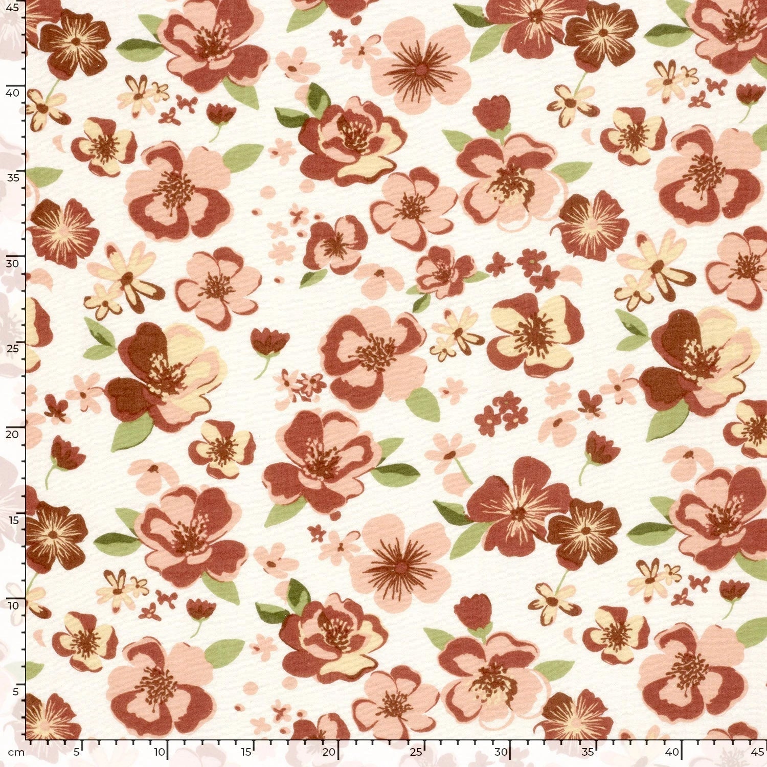 DOUBLE GAZE DE COTON FLEURS BLANC CASSÉ - My Little Coupon
