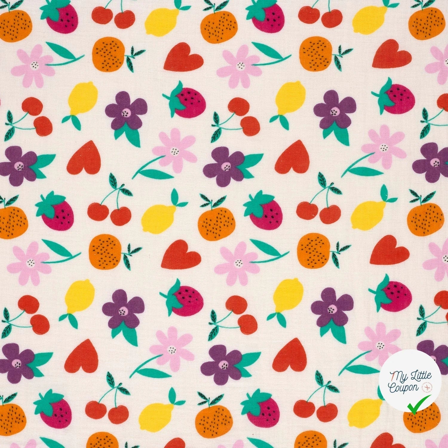 DOUBLE GAZE DE COTON FLEURS BLANC CASSÉ - My Little Coupon