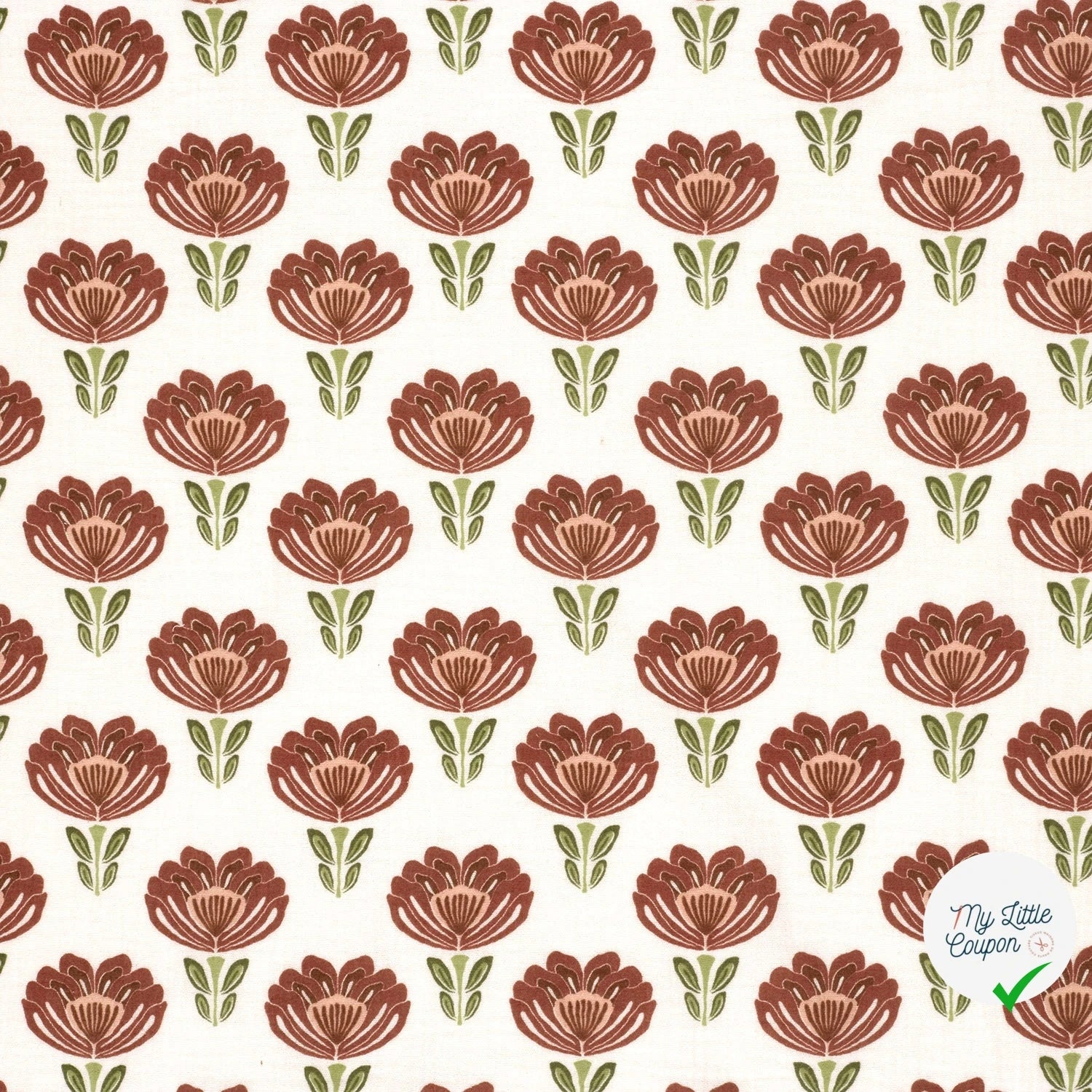 DOUBLE GAZE DE COTON FLEURS FOND BLANC - My Little Coupon