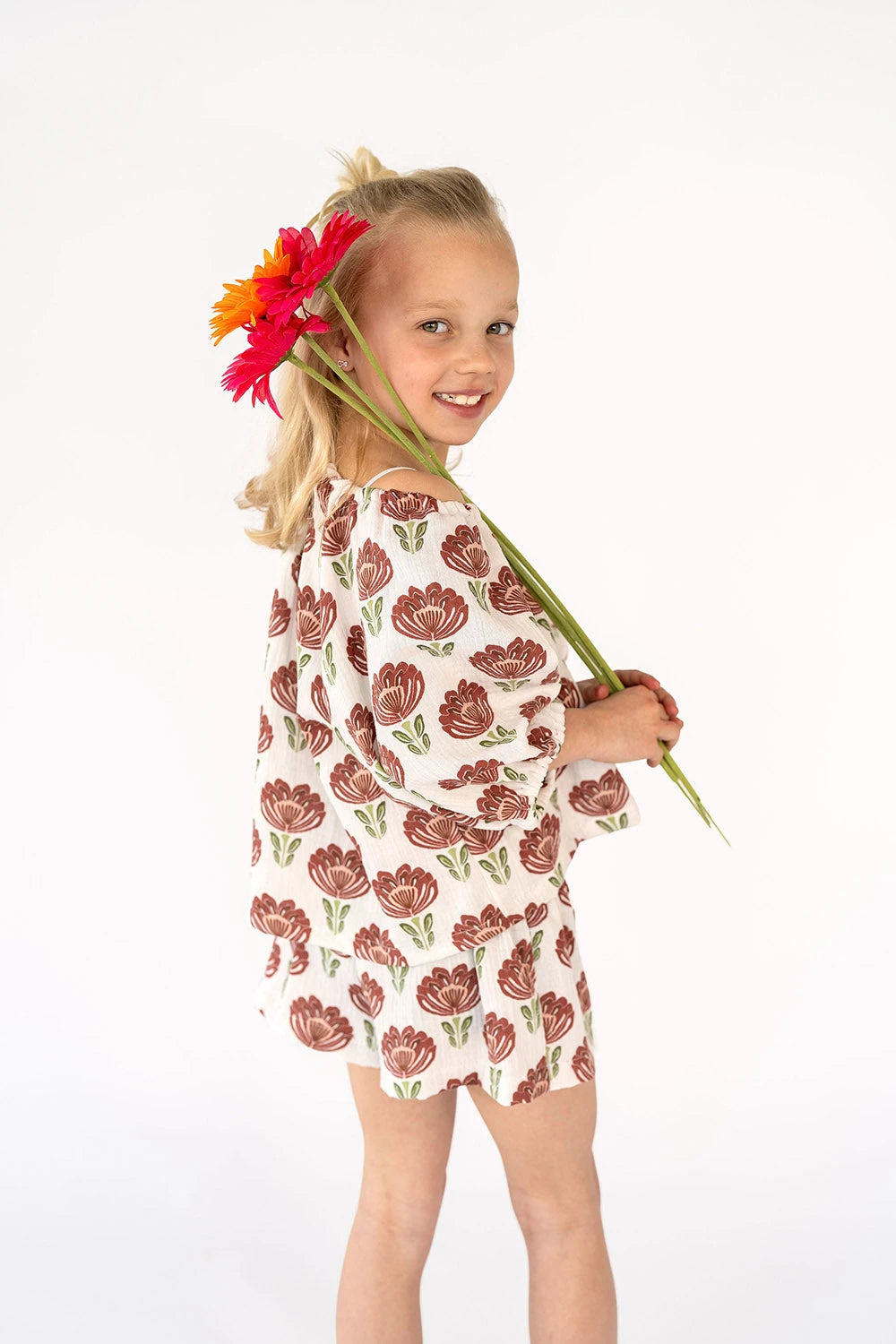DOUBLE GAZE DE COTON FLEURS FOND BLANC - My Little Coupon