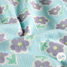 DOUBLE GAZE DE COTON FLEURS GLACE BLEU - My Little Coupon