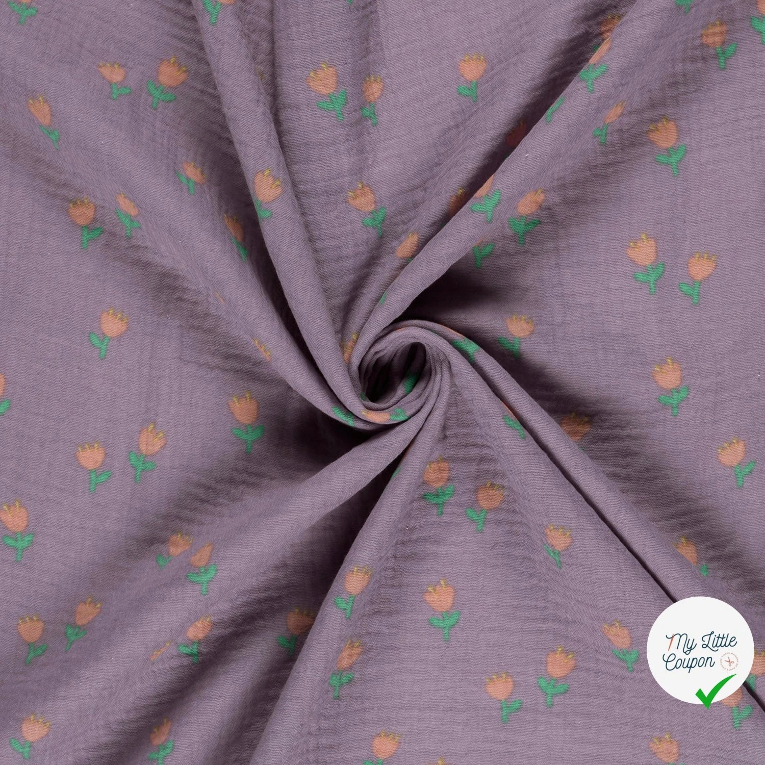 DOUBLE GAZE DE COTON FLEURS LILAS - My Little Coupon