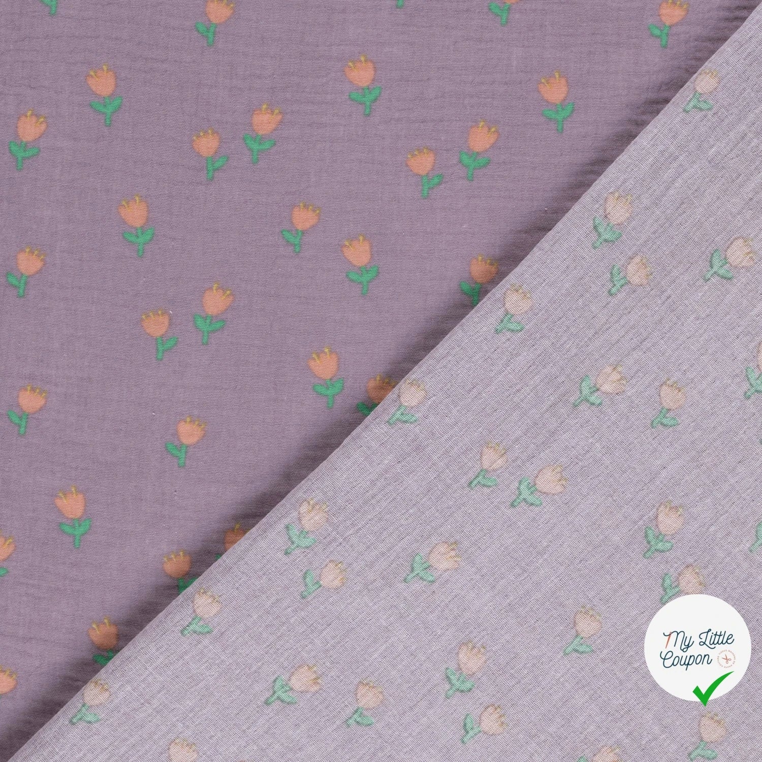 DOUBLE GAZE DE COTON FLEURS LILAS - My Little Coupon
