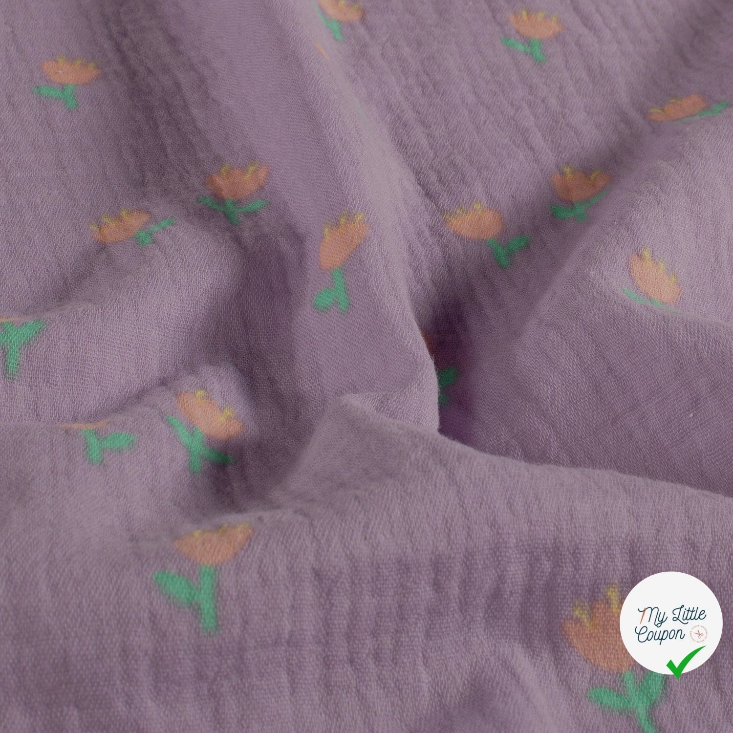 DOUBLE GAZE DE COTON FLEURS LILAS - My Little Coupon