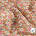Double gaze de coton fleurs rose